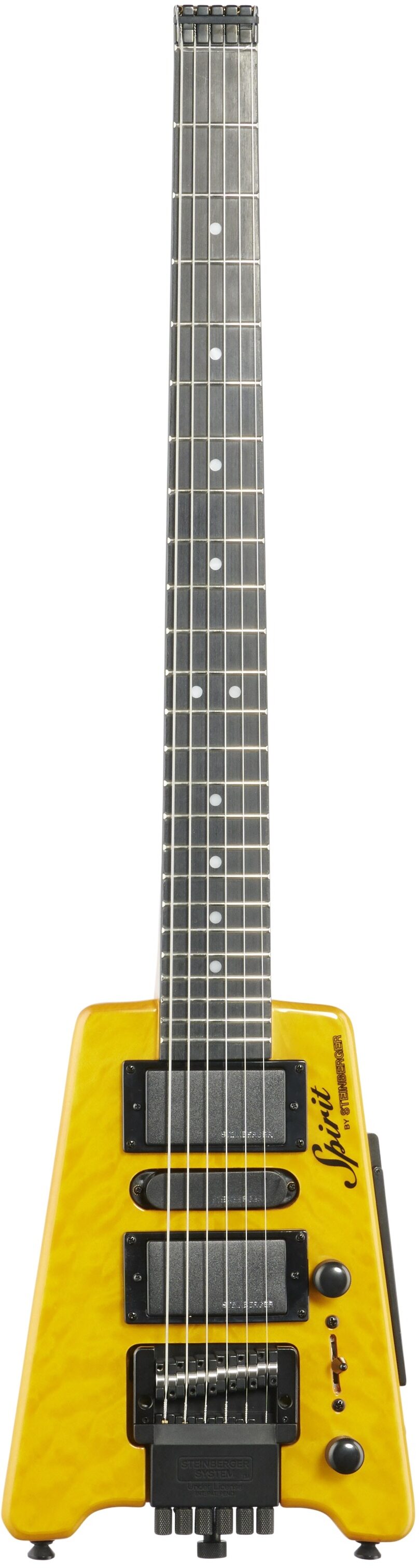 Steinberger GT-PRO Quilt Deluxe Electric Guitar (with Gig Bag), Transparent Amber, Full Straight Front