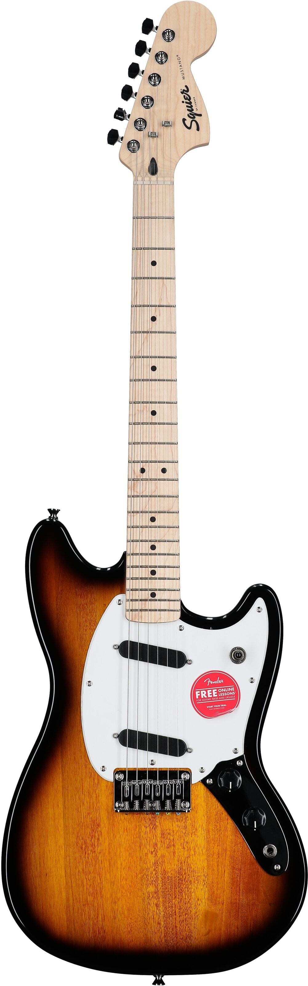 Squier Sonic Mustang Maple Neck Electric Guitar, Two Color Sunburst, Full Straight Front