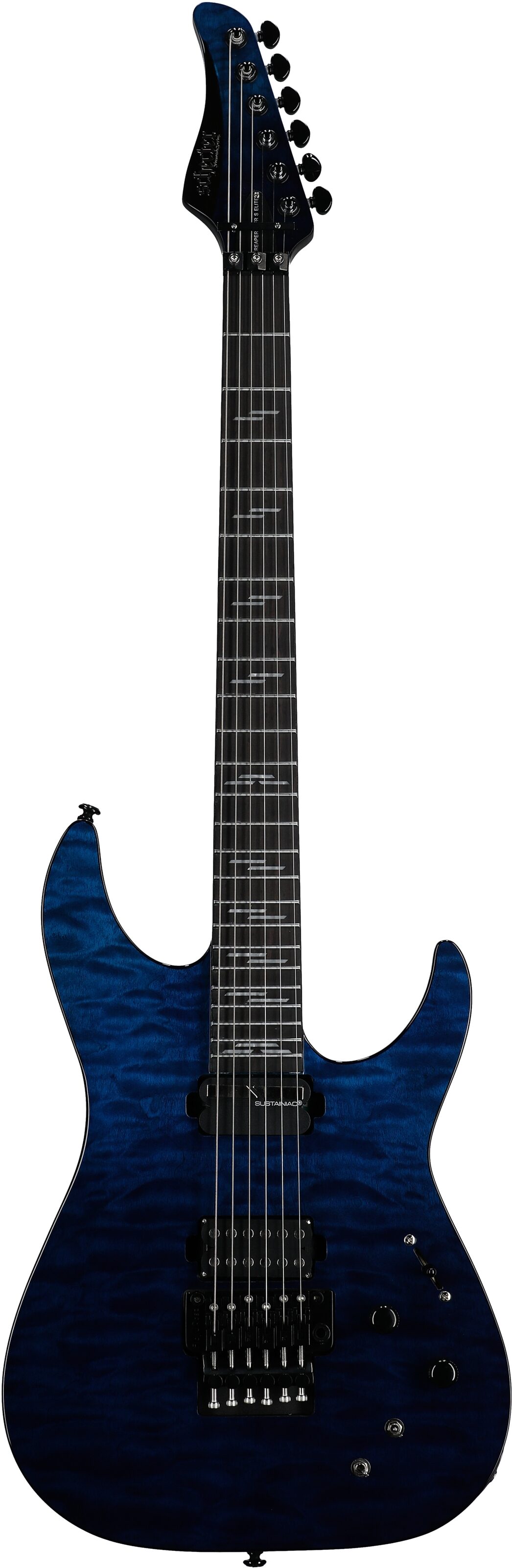Schecter Reaper 6 FRS Elite Electric Guitar, Deep Ocean Blue, Full Straight Front