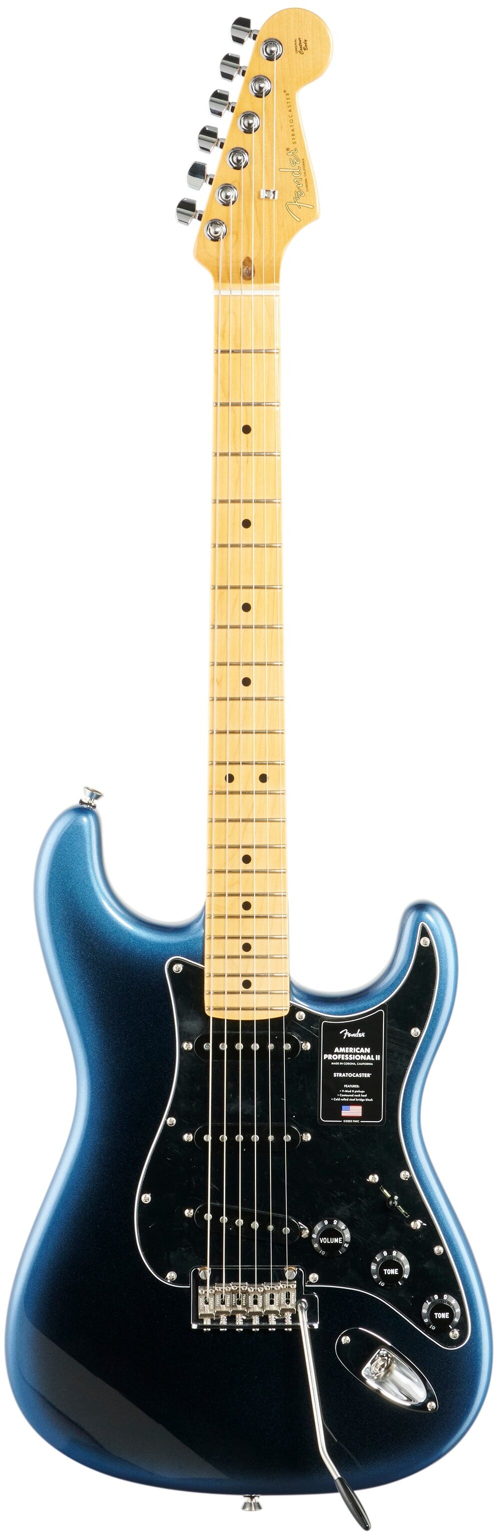 Fender American Pro II Stratocaster Electric Guitar, Maple Fingerboard (with Case), Dark Night, Full Straight Front