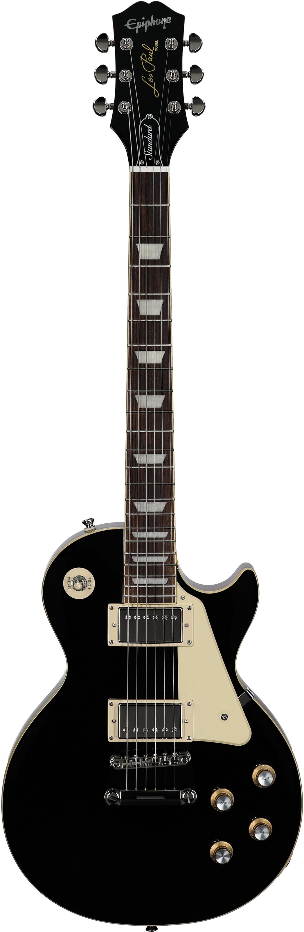 Epiphone Inspired by Gibson Les Paul Standard '60s Electric Guitar (with Gig Bag), Ebony, Full Straight Front