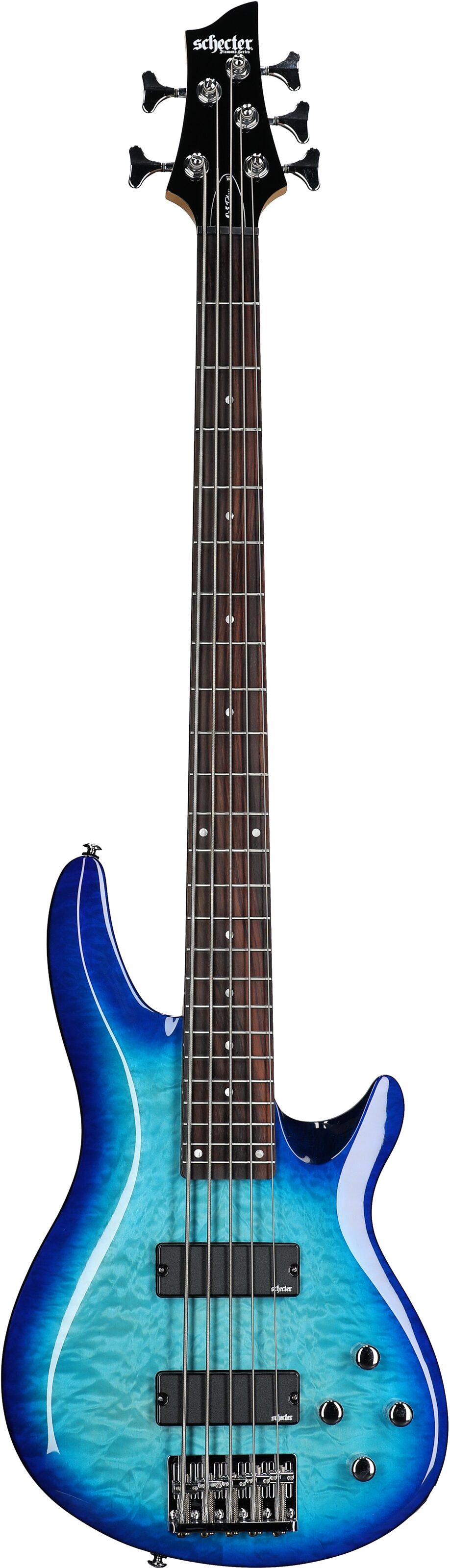 Schecter C-5 Plus Electric Bass, Ocean Blue Burst, Full Straight Front