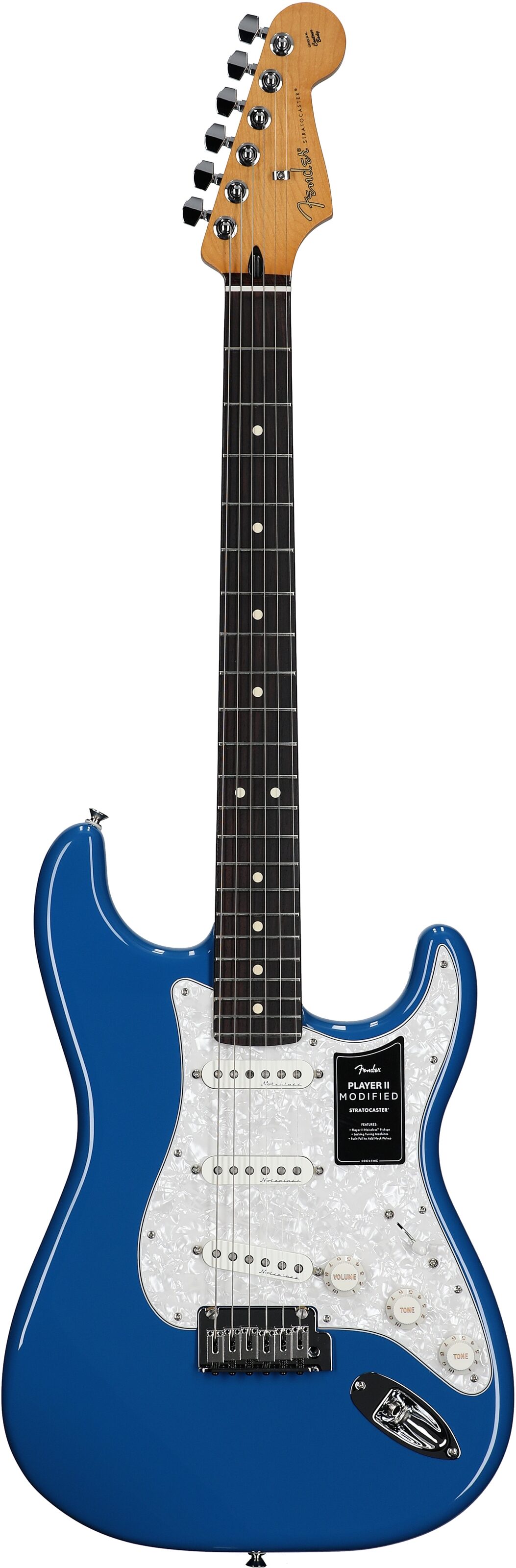 Fender Player II Modified Stratocaster Electric Guitar, Rosewood Fingerboard (with Gig Bag), Electric Blue, Full Straight Front