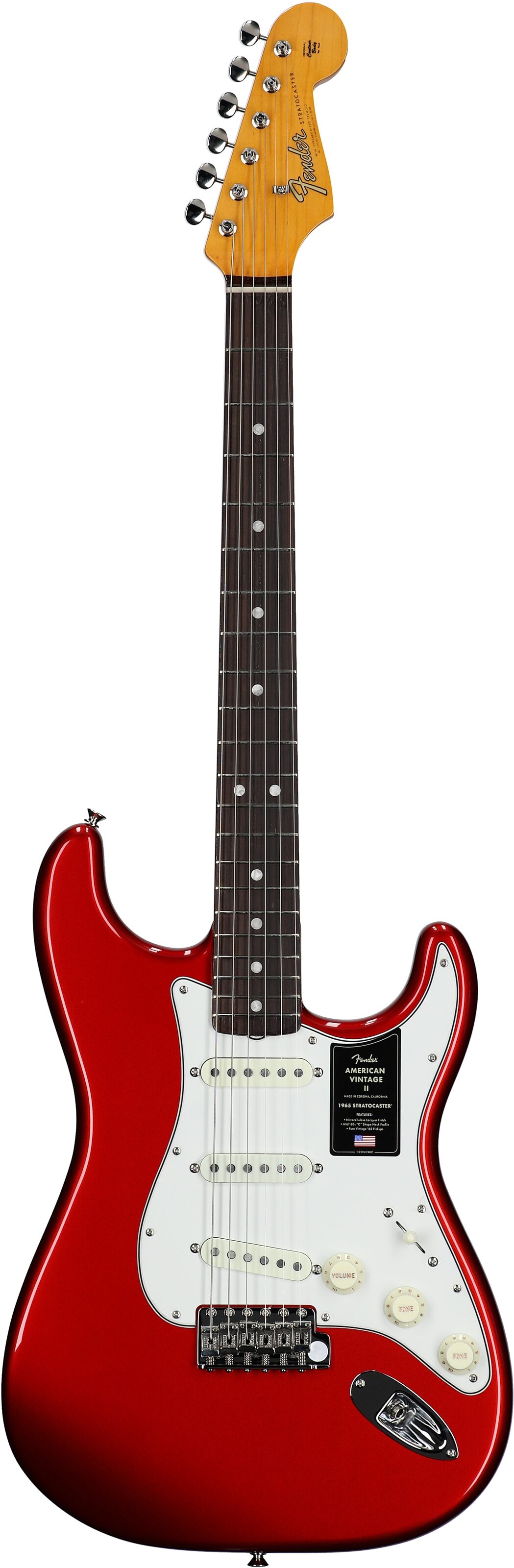 Fender American Vintage II 1965 Stratocaster Electric Guitar, Rosewood (with Case), Candy Apple Red, Full Straight Front