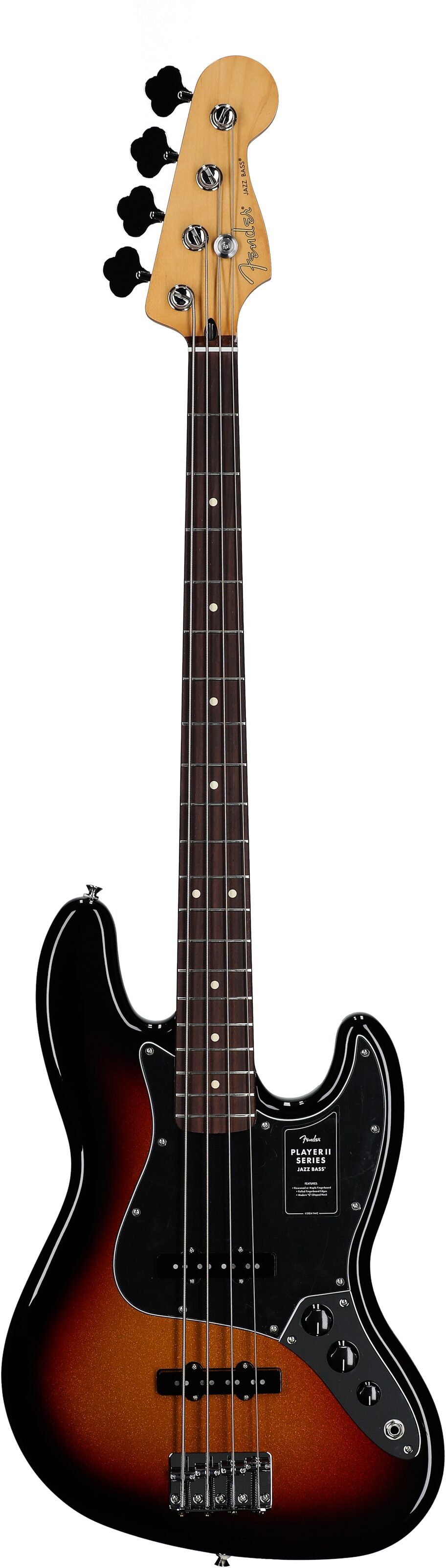 Fender Player II Jazz Electric Bass, with Rosewood Fingerboard, Sparkle 3-Color Sunburst, Full Straight Front