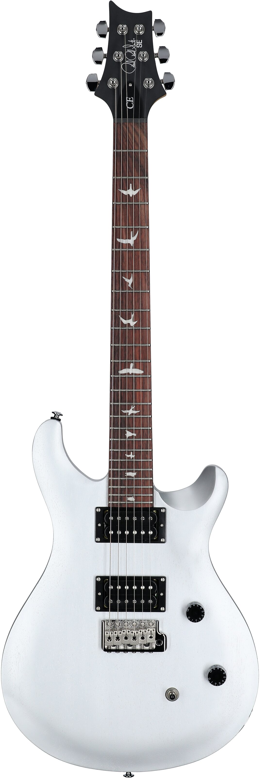 PRS Paul Reed Smith SE CE24 Standard Satin Electric Guitar (with Gig Bag), Metallic Silver, Full Straight Front