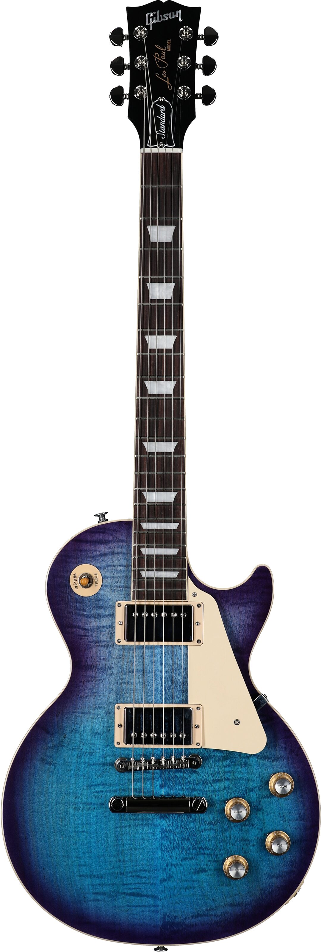 Gibson Les Paul Standard 60s Custom Color Electric Guitar, Figured Top (with Case), Blueberry Burst, Full Straight Front