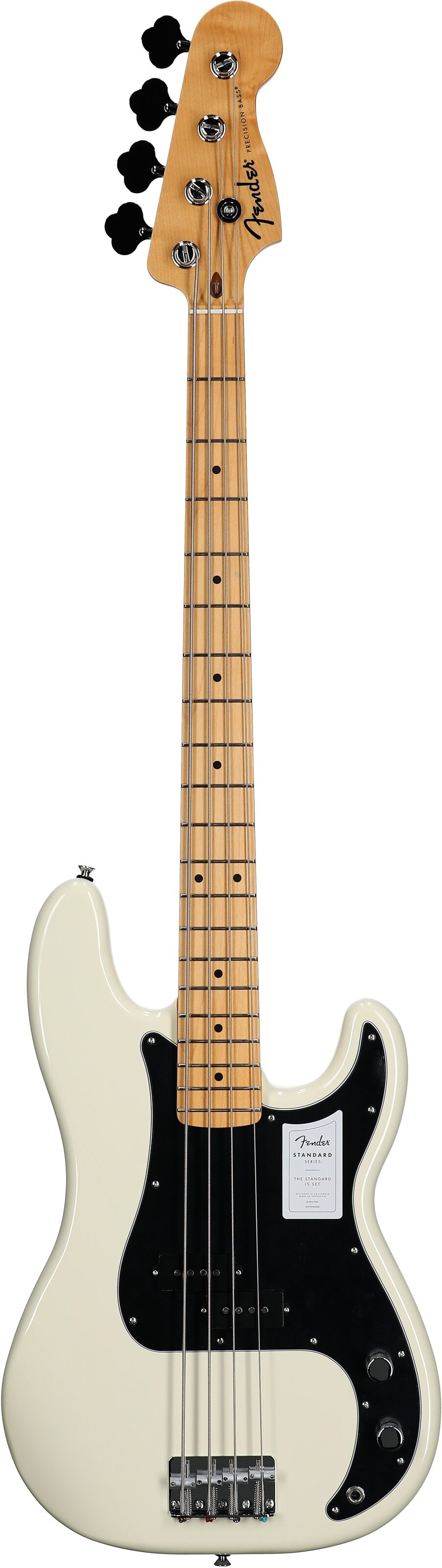 Fender Standard Precision Bass Guitar, Maple Fingerboard, Olympic White, Full Straight Front