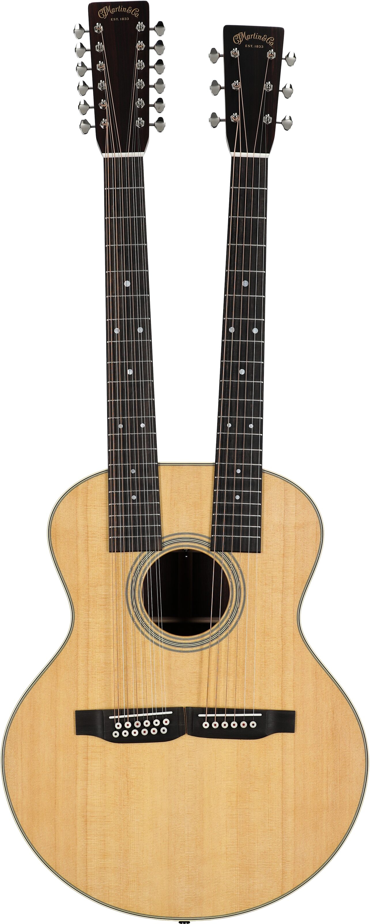 Martin Grand J-28E Double-Neck Acoustic-Electric Guitar, Natural, Full Straight Front