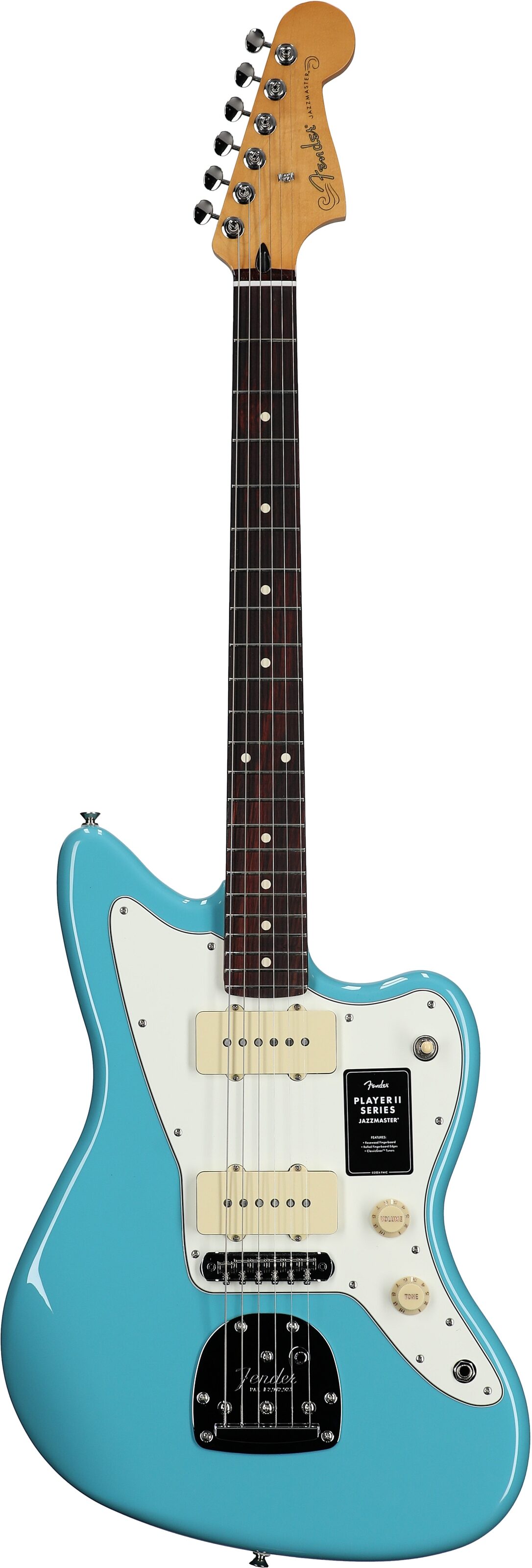 Fender Player II Jazzmaster Electric Guitar, with Rosewood Fingerboard, Aquatone Blue, Full Straight Front