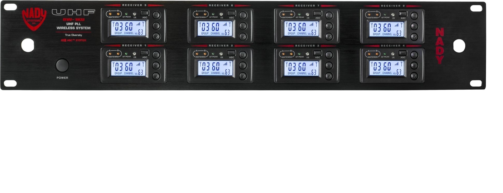 Nady 8W-1KU HT 8-Channel Handheld Wireless Microphone System, Action Position Back