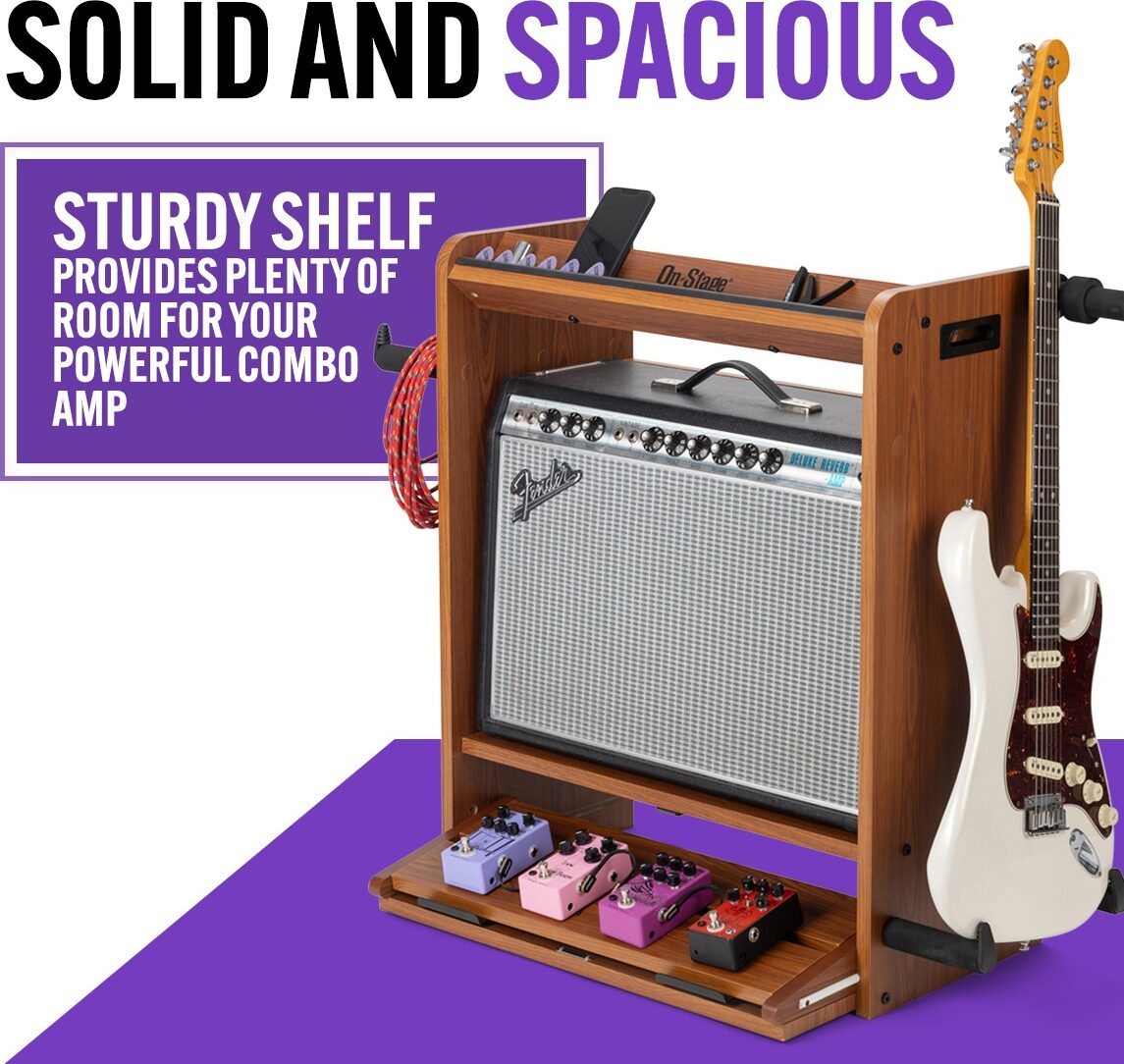 On-Stage GWS5000 Guitar Workstation, Rosewood, Angled Front