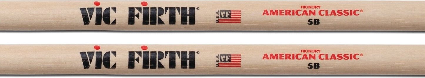Vic Firth American Classic 5B Drumsticks, Natural, Wood Tip, Pair, view
