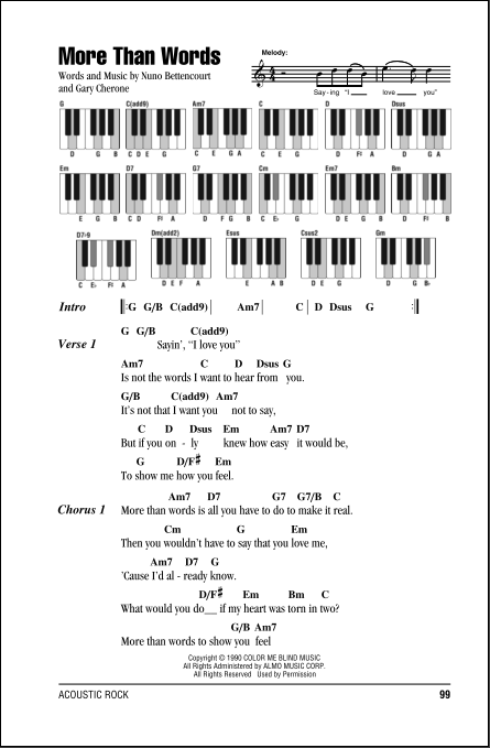 Lyrics and piano chords