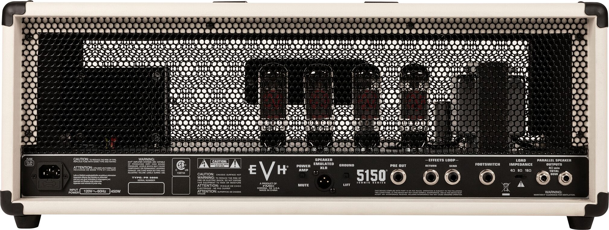 EVH Eddie Van Halen 5150 Iconic Series Tube Amplifier Head (80 Watts), Ivory, Rear