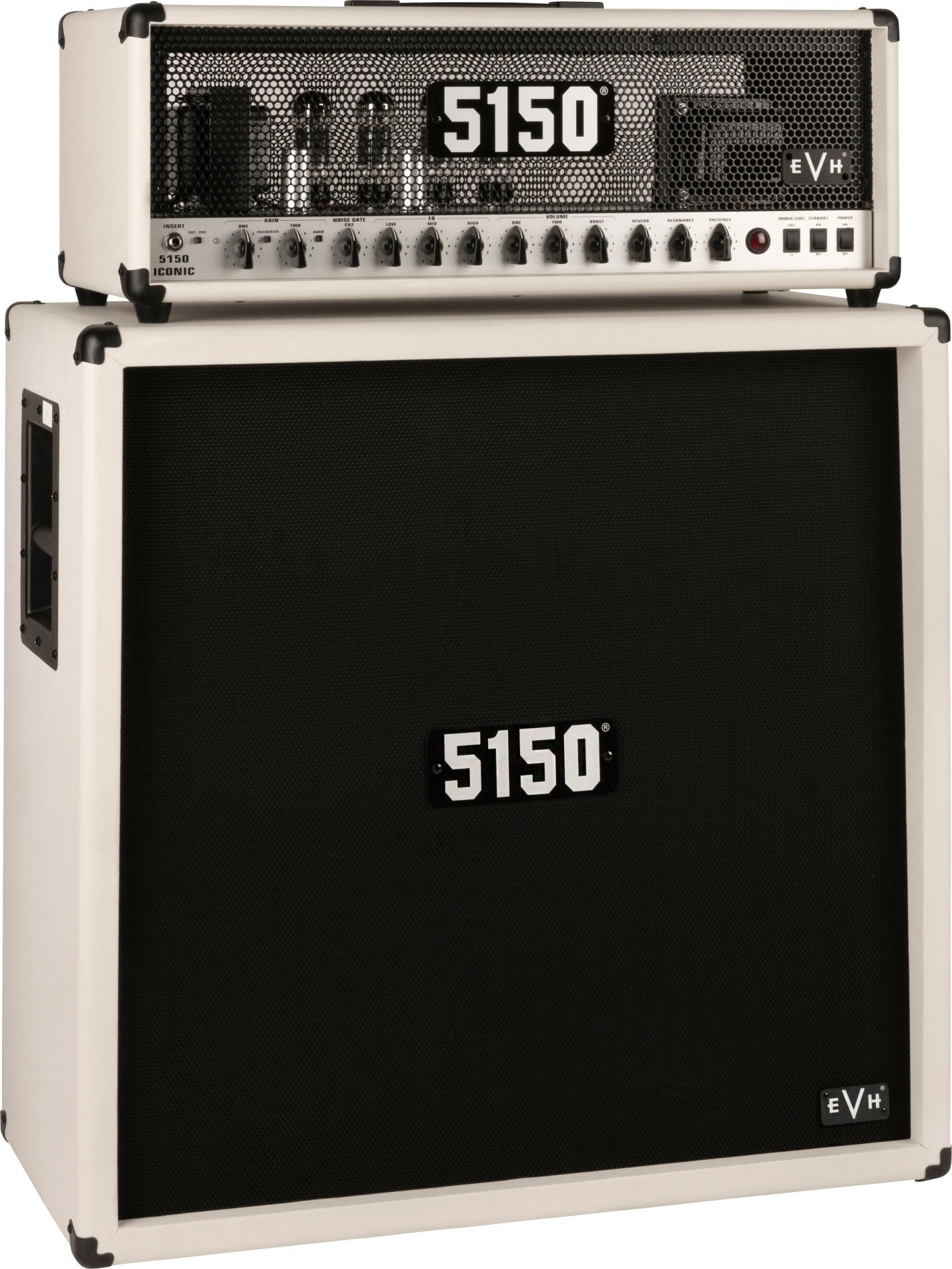 EVH Eddie Van Halen 5150 Iconic Series Tube Amplifier Head (80 Watts), Ivory, With Cabinet
