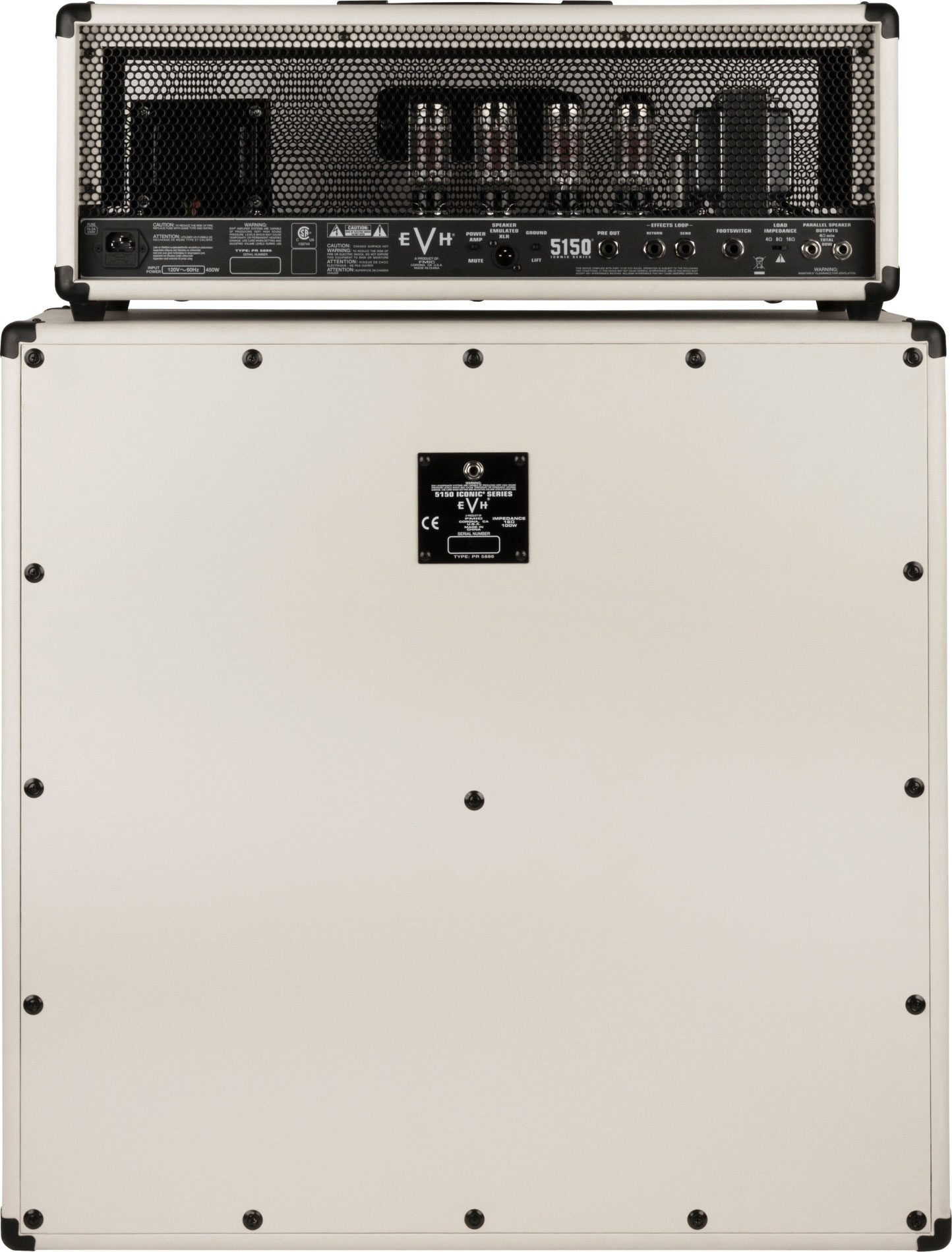 EVH Eddie Van Halen 5150 Iconic Series Tube Amplifier Head (80 Watts), Ivory, With Cabinet Rear