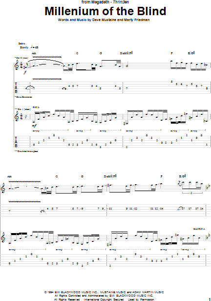 Millenium Of The Blind - Guitar TAB | zZounds