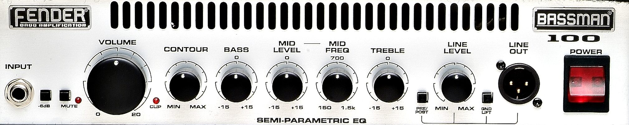 Fender Bassman 100 Bass Combo Amplifier (100 Watts, 1x10 in.), Front Panel