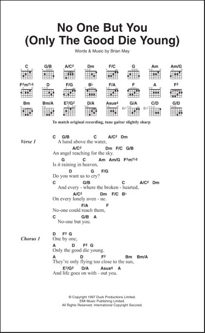 No One But You Only The Good Die Young Guitar Chords Lyrics