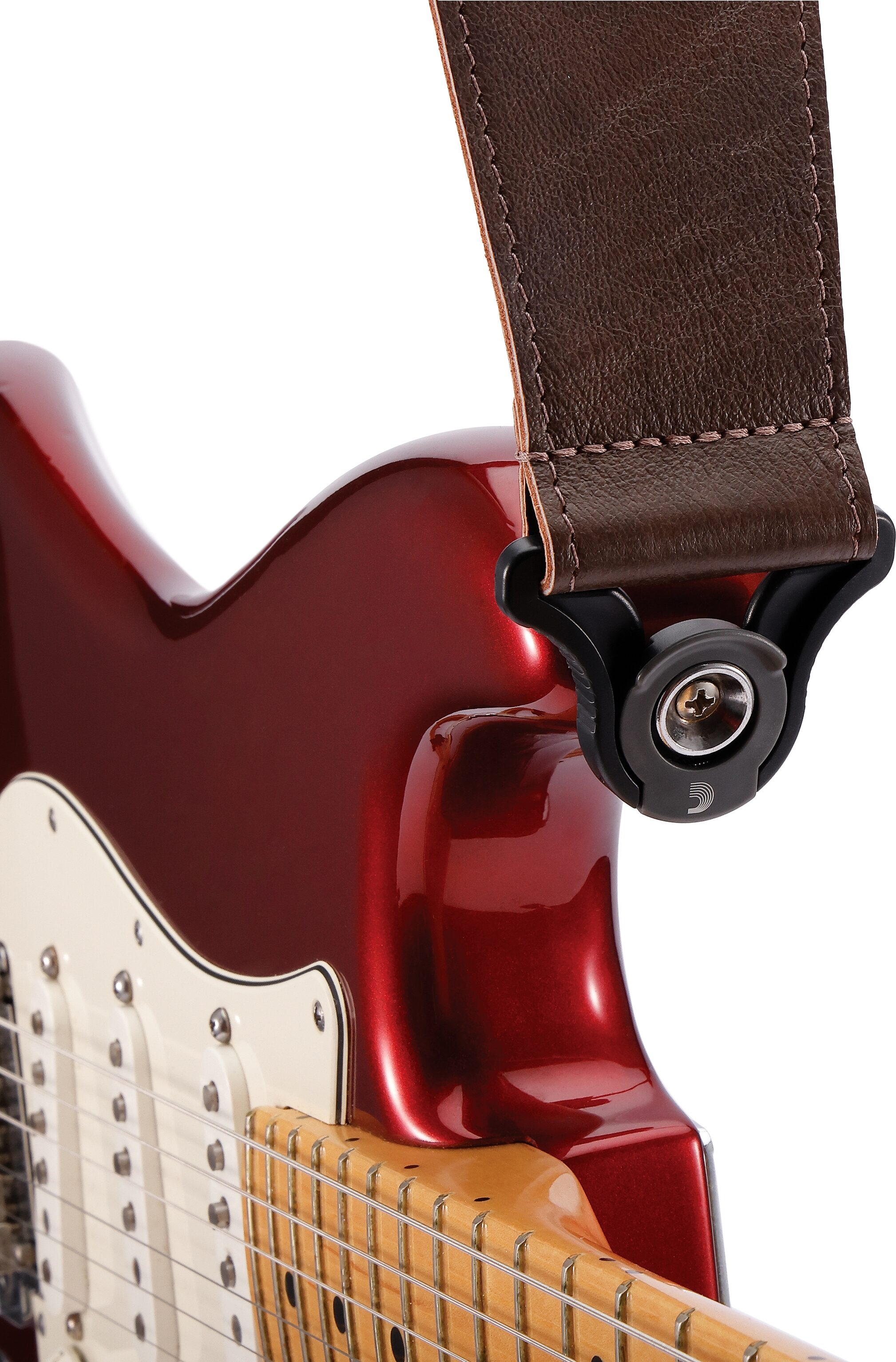 D'Addario Comfort Leather Auto Lock Guitar Strap, 25BAL02, Action Position Back
