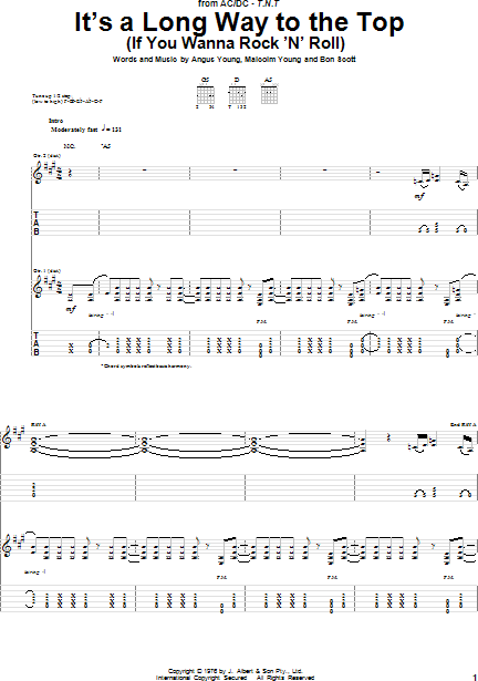 Shining glimt Dyster It's A Long Way To The Top (If You Wanna Rock 'N' Roll) - Guitar TAB
