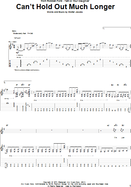 Can't Hold Out Much Longer - Guitar TAB | zZounds
