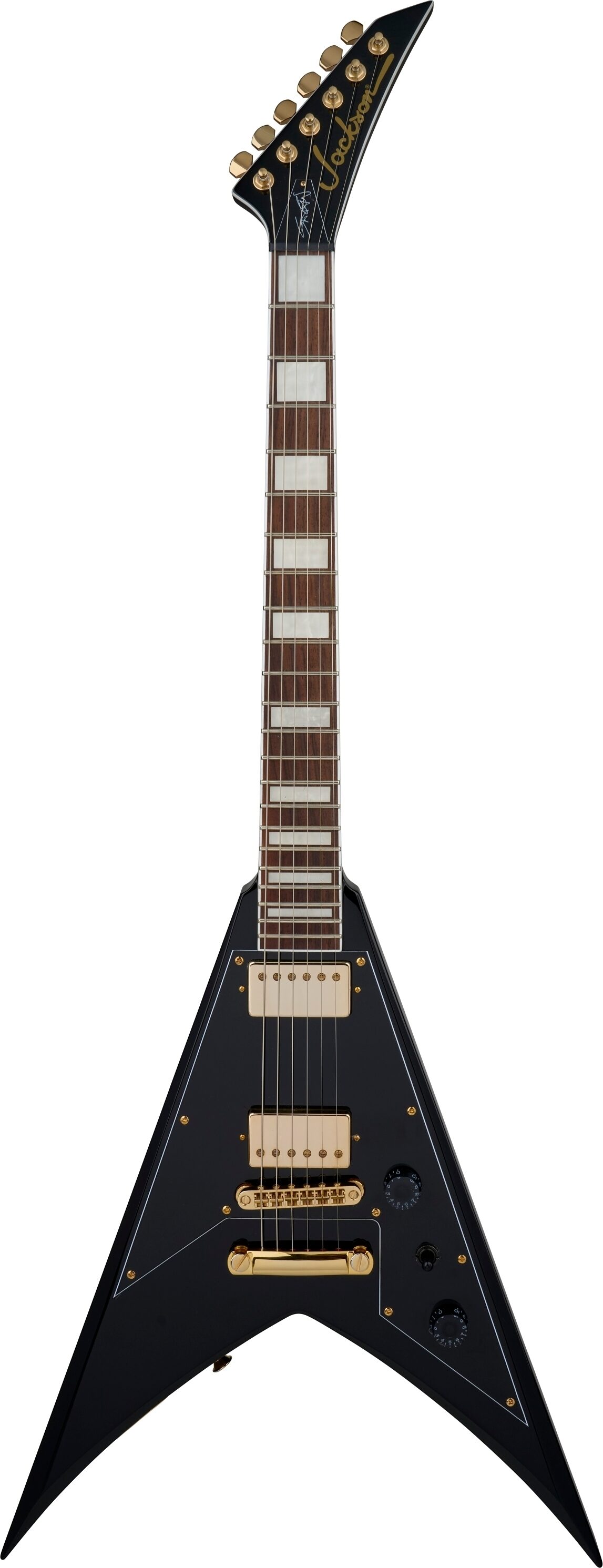Jackson X Series Scott Ian King V KVXT Electric Guitar (with Gig Bag), Black, Action Position Back