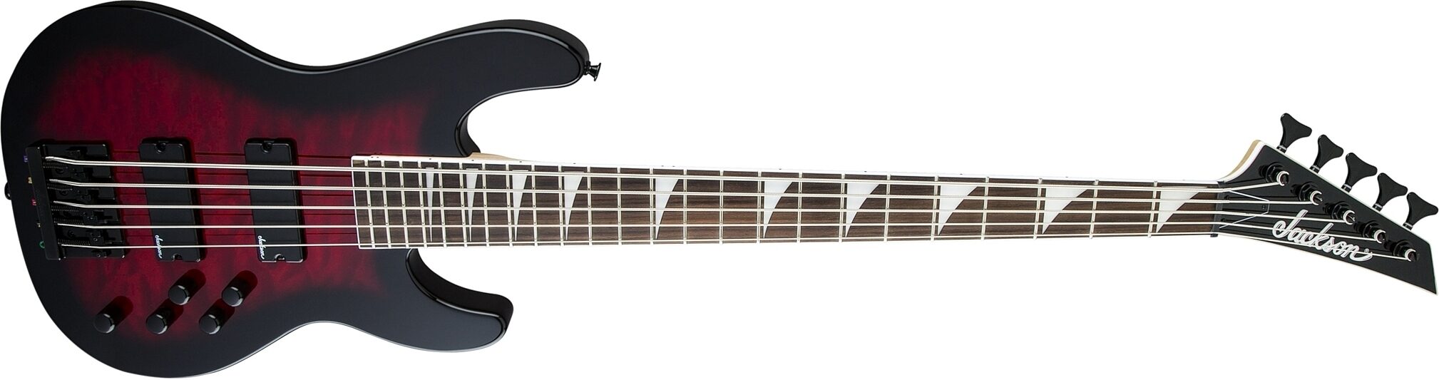 Jackson JS3VQ Quilt Top Concert Electric Bass, 5-String, Action Position Side