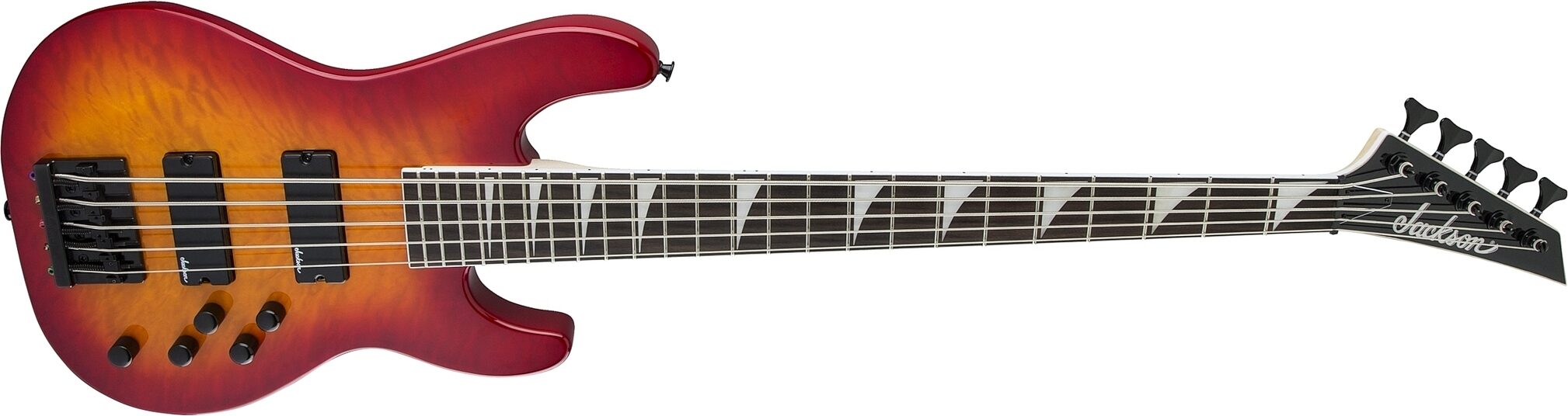 Jackson JS3VQ Quilt Top Concert Electric Bass, 5-String, Action Position Side