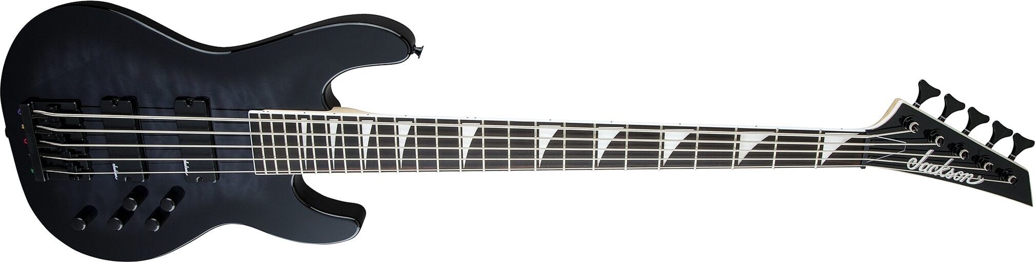 Jackson JS3VQ Quilt Top Concert Electric Bass, 5-String, Action Position Side