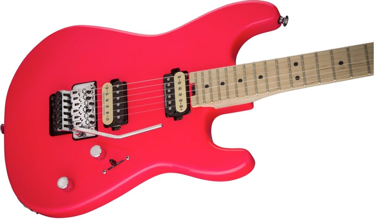 Charvel Pro-Mod San Dimas SD1 HH FR Electric Guitar, Neon Pink Closeup