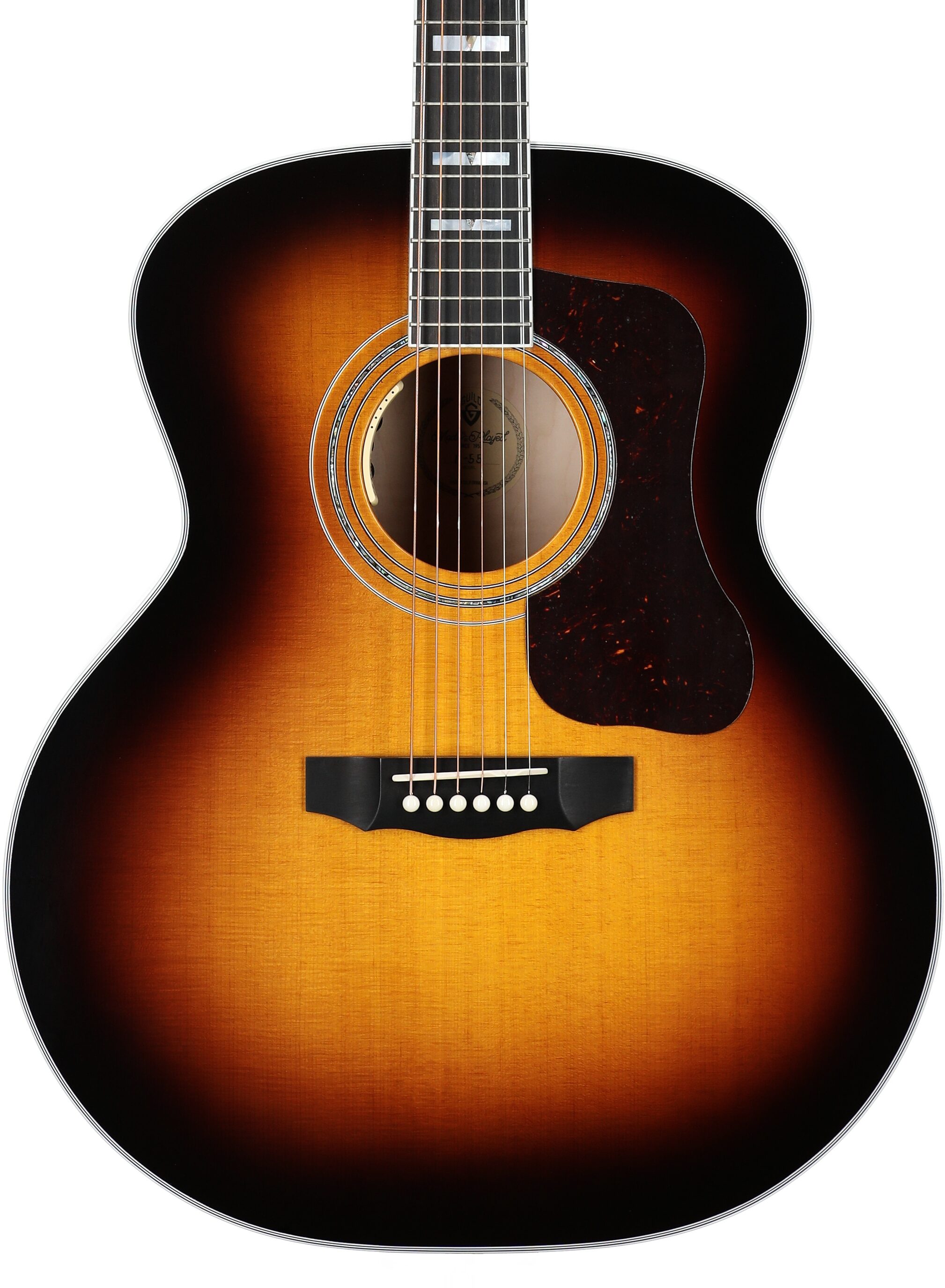 Guild F-55E Maple Jumbo Acoustic-Electric Guitar (with Case), Antique Sunburst, Serial Number C230804, Body Straight Front