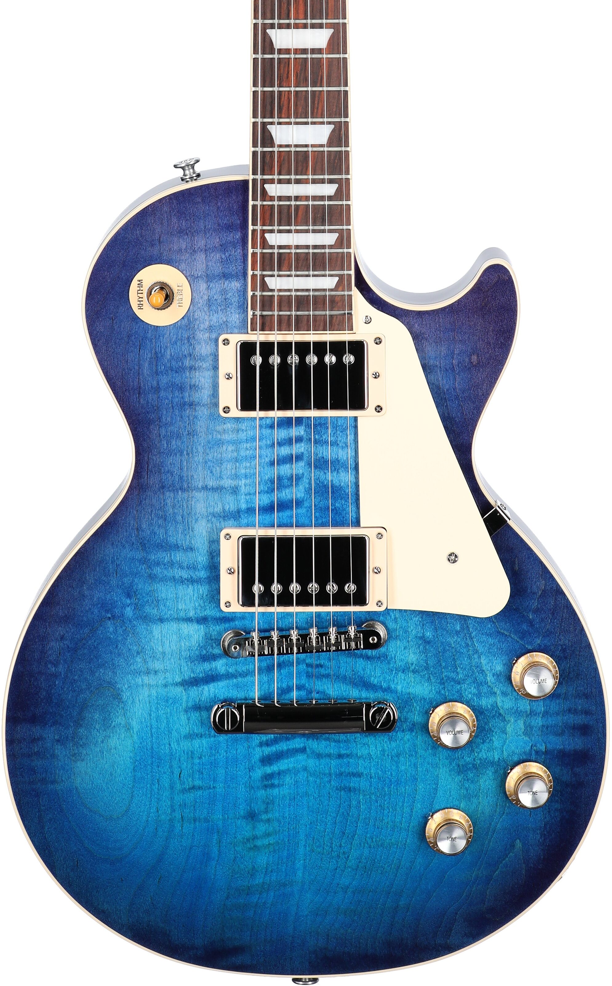 Gibson Les Paul Standard 60s Custom Color Electric Guitar, Figured Top (with Case), Blueberry Burst, Serial Number 224930239, Body Straight Front