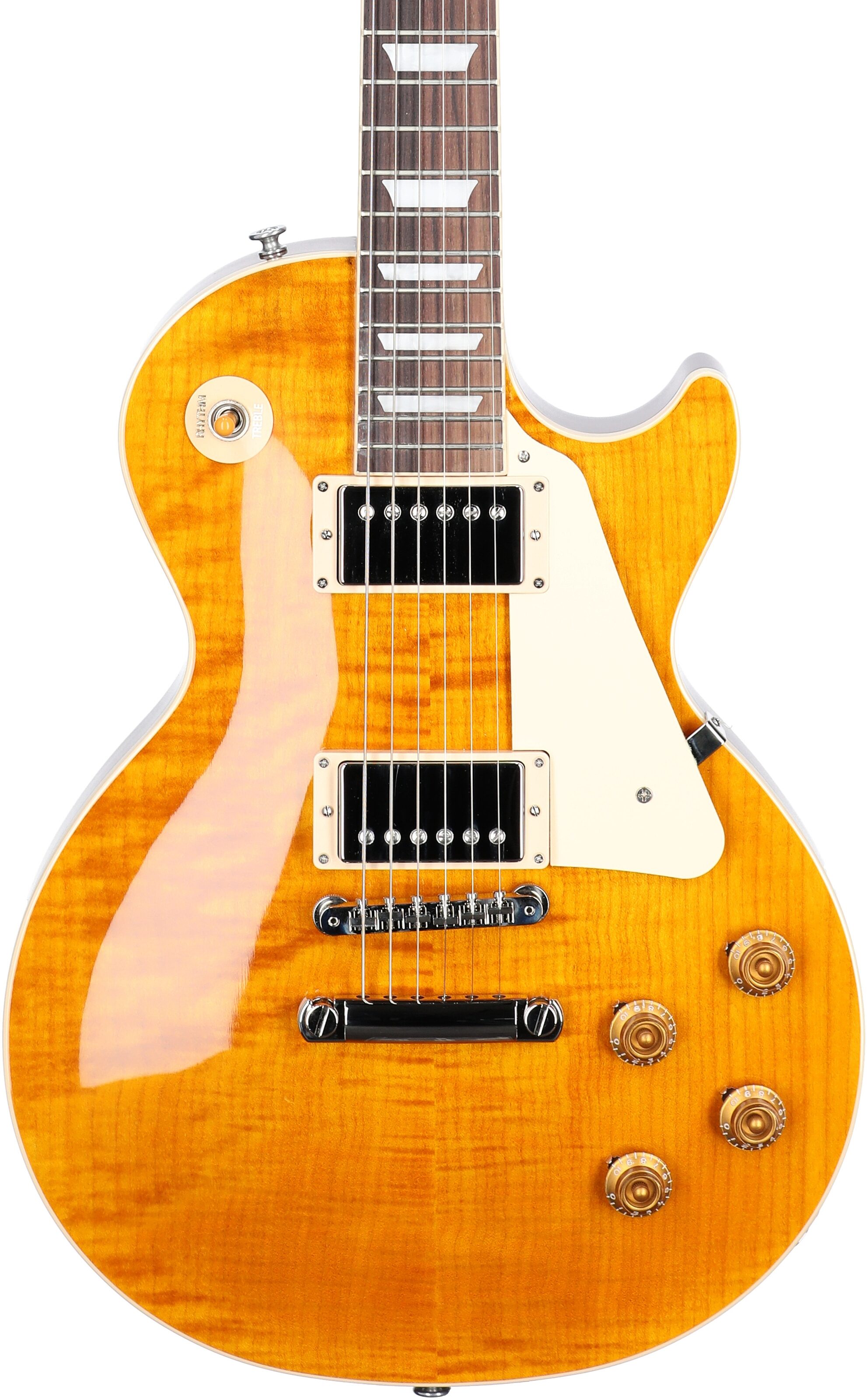 Gibson Les Paul Standard 50s Custom Color Electric Guitar, Figured Top (with Case), Honey Amber, Serial Number 222930305, Body Straight Front
