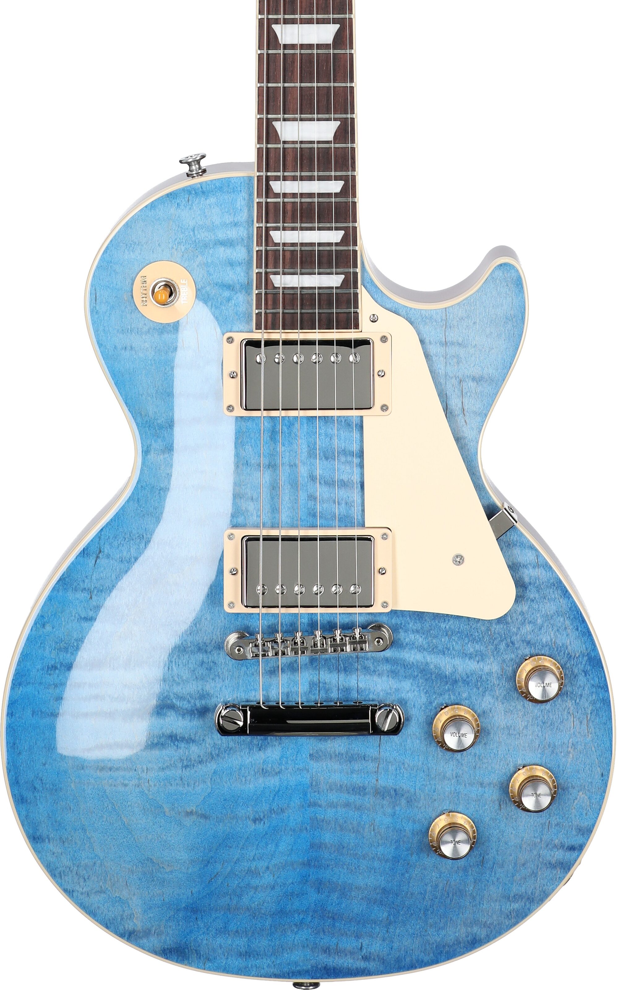 Gibson Les Paul Standard 60s Custom Color Electric Guitar, Figured Top (with Case), Ocean Blue, Serial Number 223630388, Body Straight Front