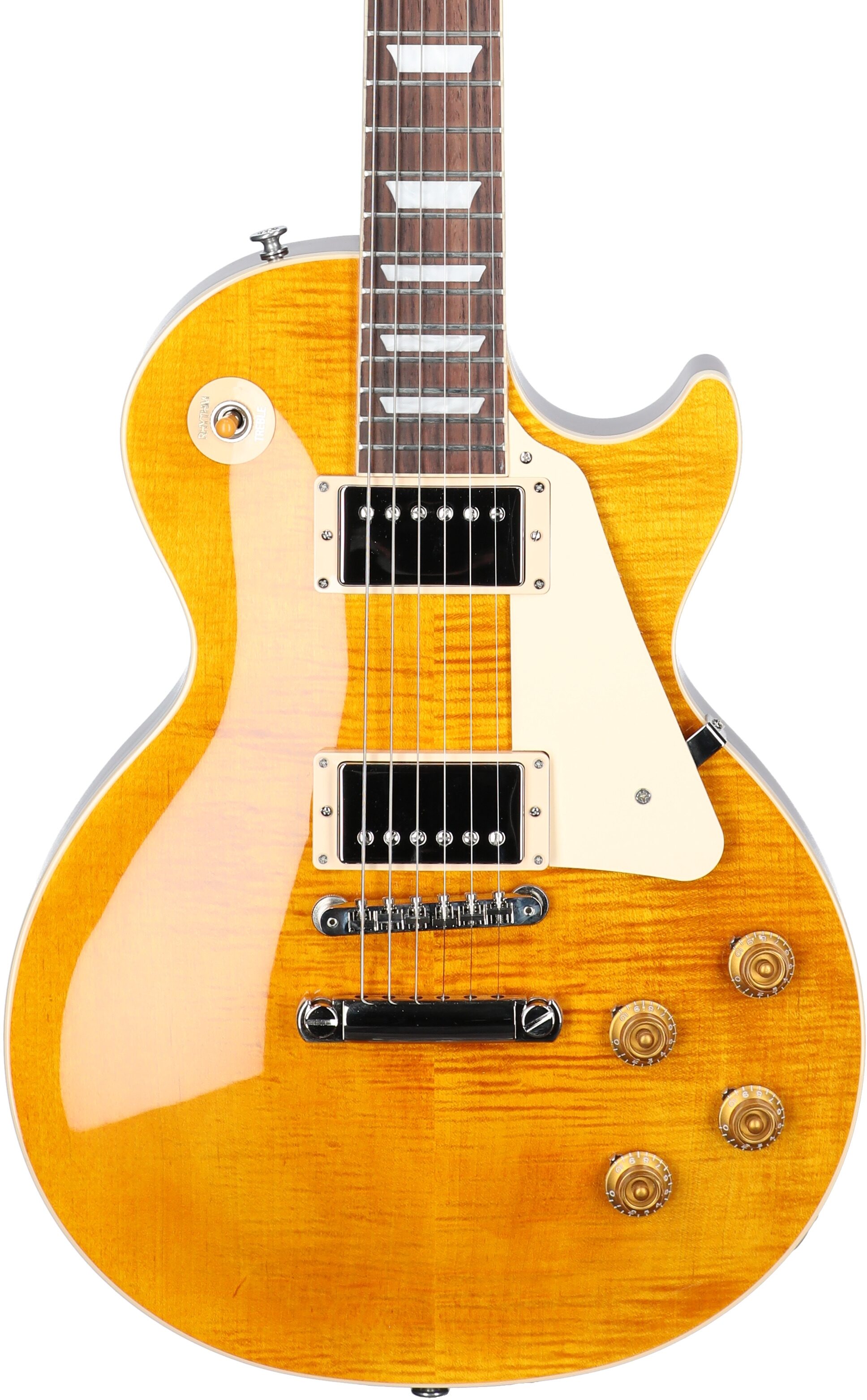 Gibson Les Paul Standard 50s Custom Color Electric Guitar, Figured Top (with Case), Honey Amber, Serial Number 222030021, Body Straight Front