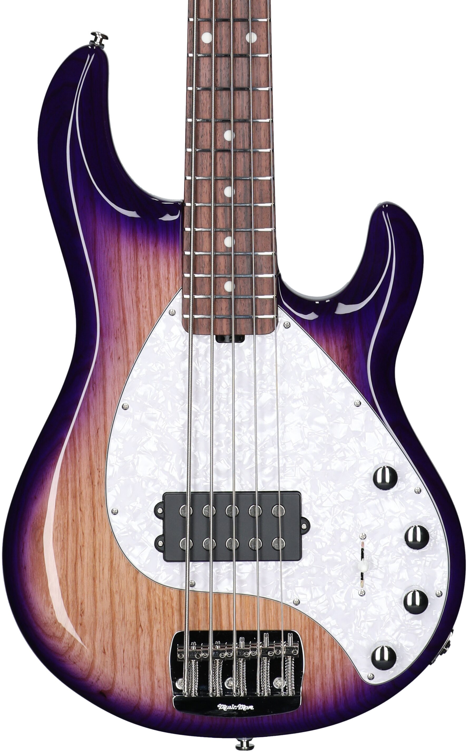 Ernie Ball Music Man StingRay 5 Special Electric Bass, 5-String (with Case), Purple Sunset, Serial Number K03575, Body Straight Front