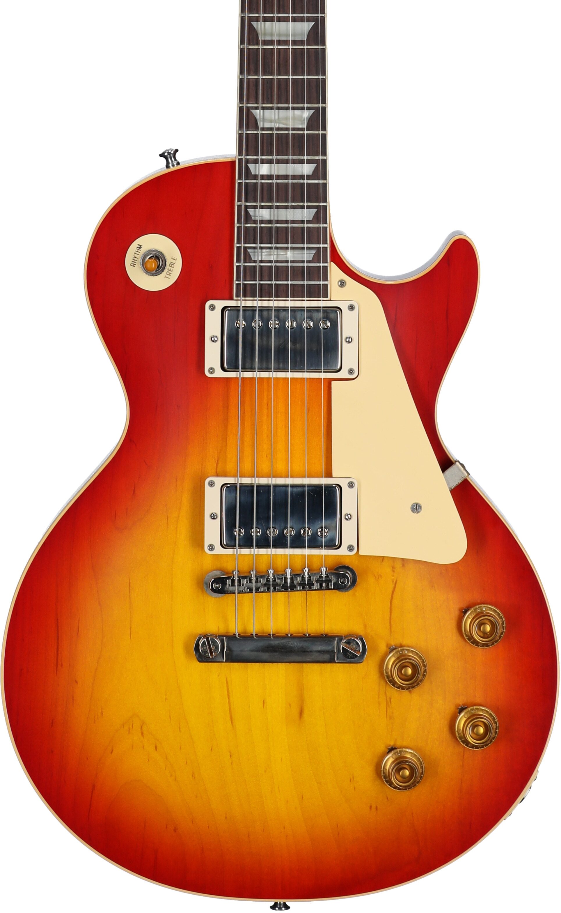 Gibson Custom 1958 Les Paul Standard Reissue Electric Guitar (with Case), Washed Cherry Sunburst, Serial Number 841182, Body Straight Front