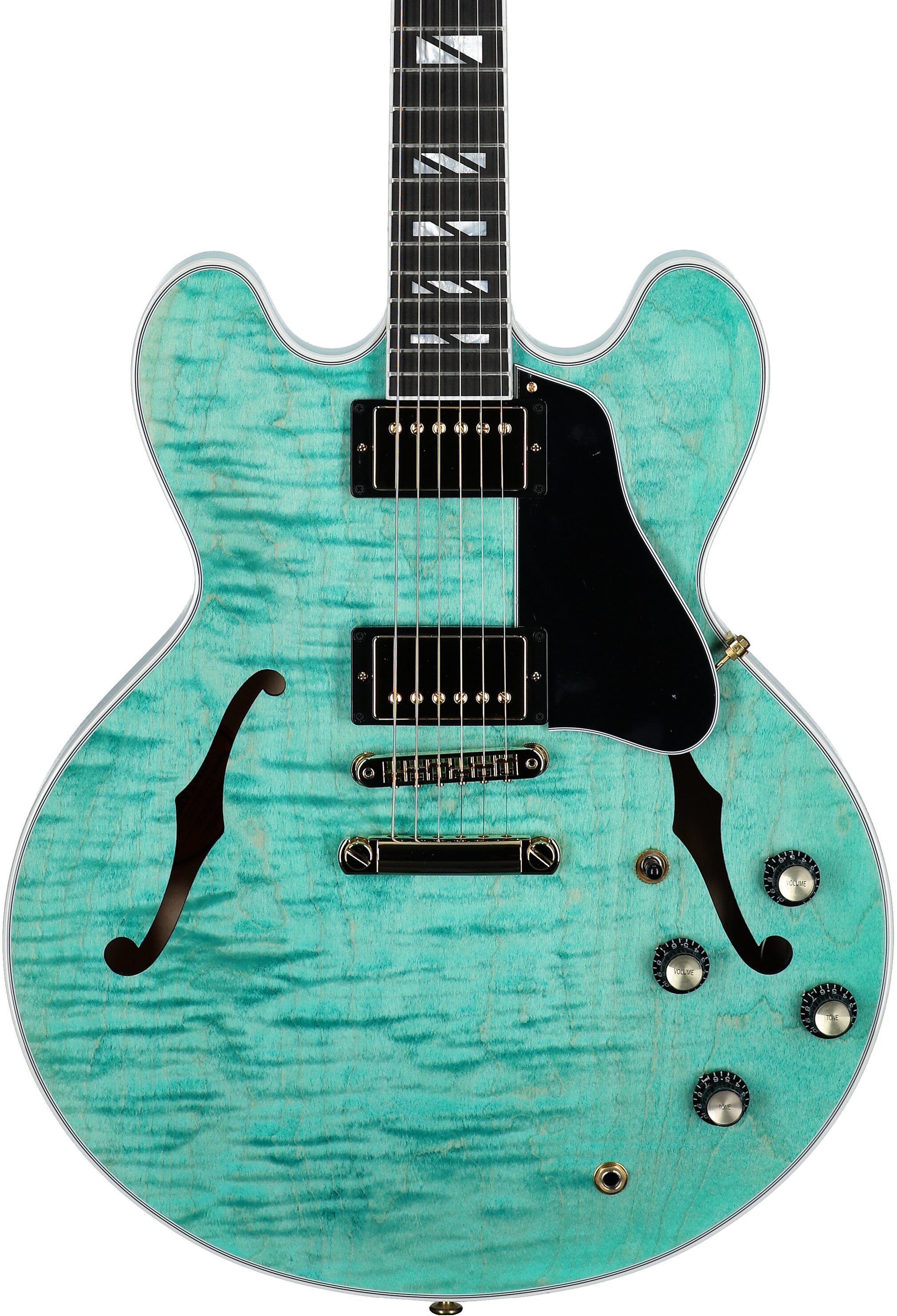 Gibson ES-335 Supreme Figured Top Electric Guitar (with Case), Seafoam Green, Serial Number 222140079, Body Straight Front