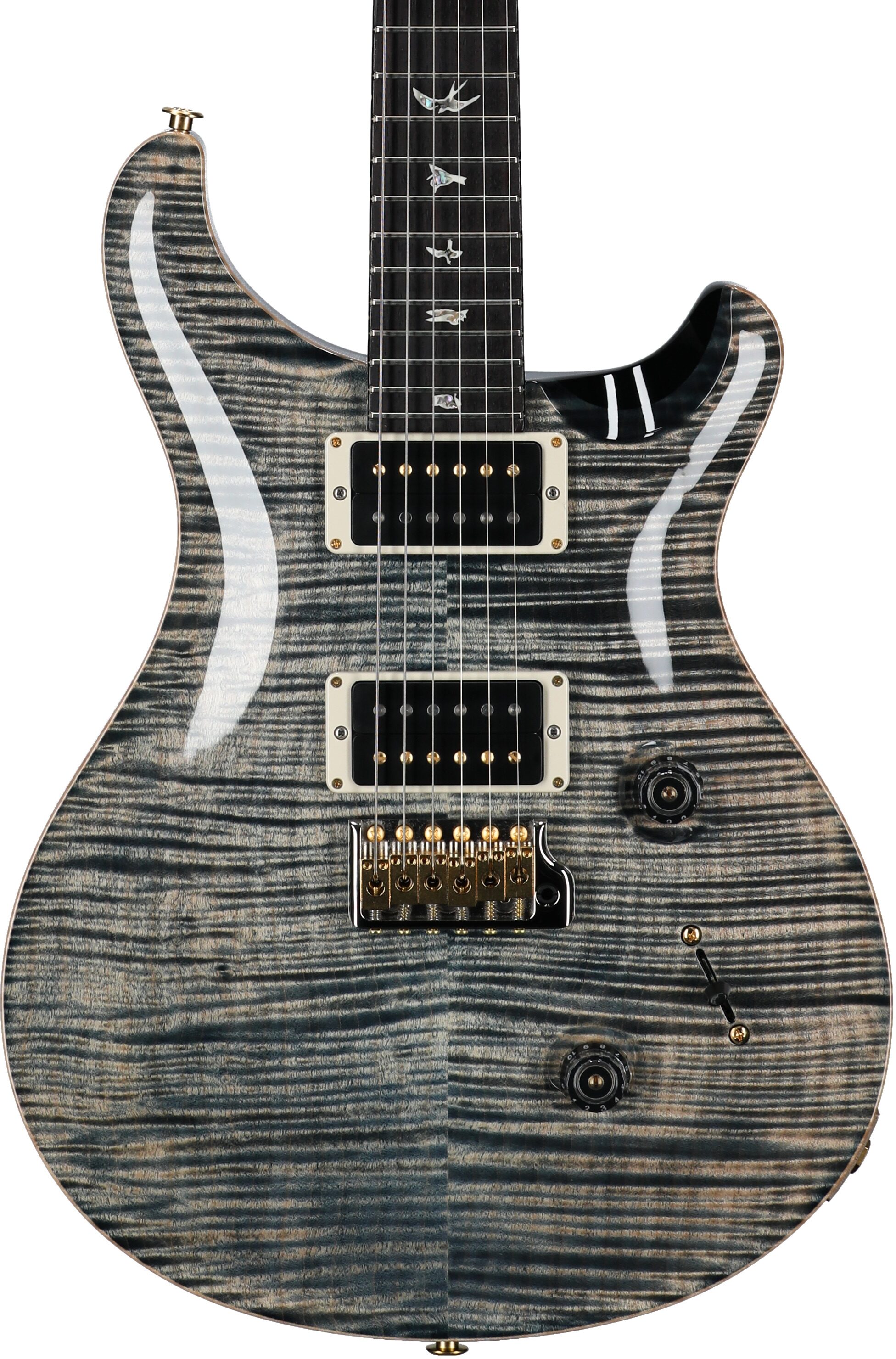 PRS Paul Reed Smith Custom 24 Pattern Thin 10-Top Electric Guitar (with Case), Faded Whale Blue, Serial Number 0387152, Body Straight Front