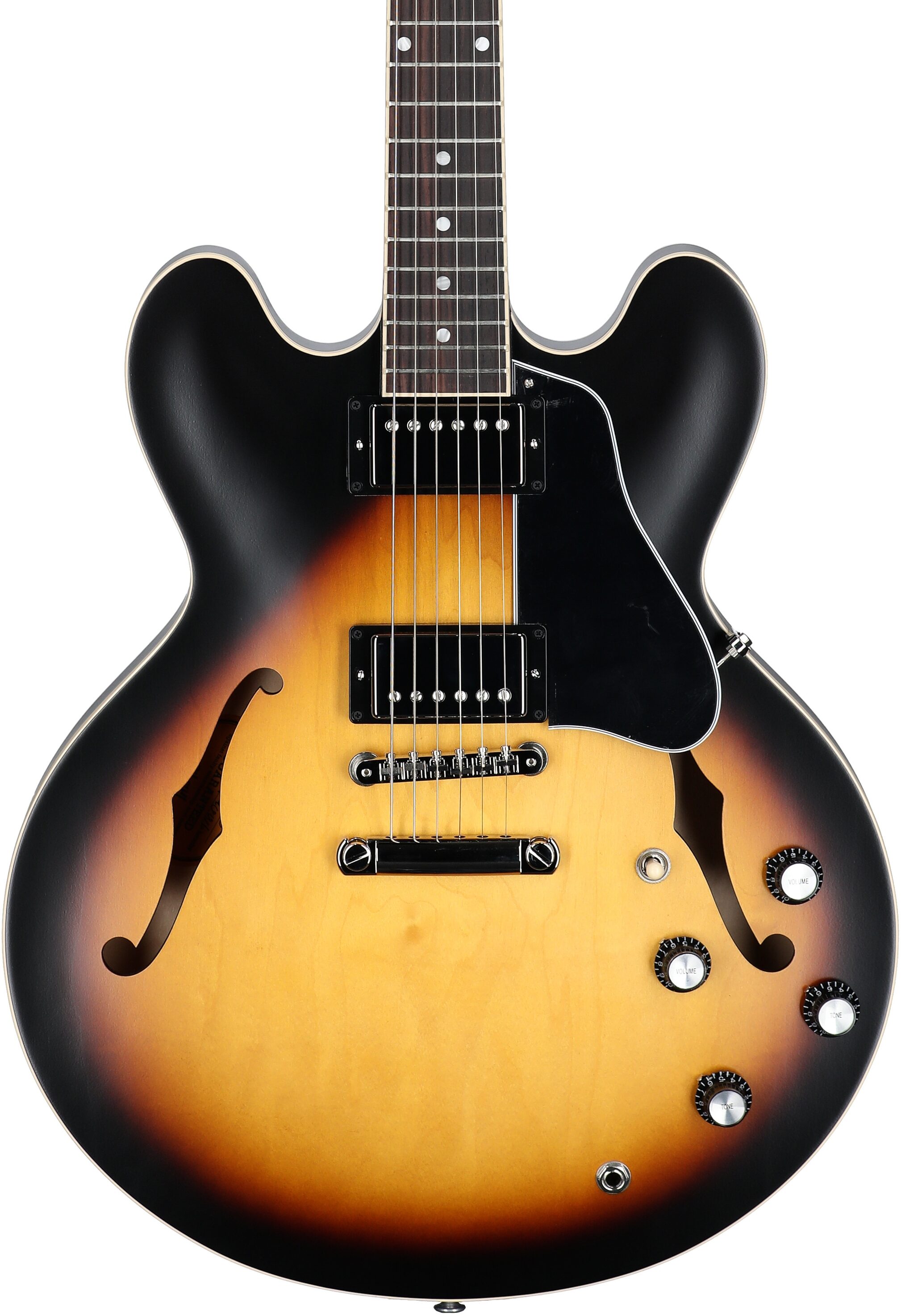 Gibson ES-335 Dot Satin Electric Guitar (with Case), Vintage Burst, Serial Number 203940001, Body Straight Front