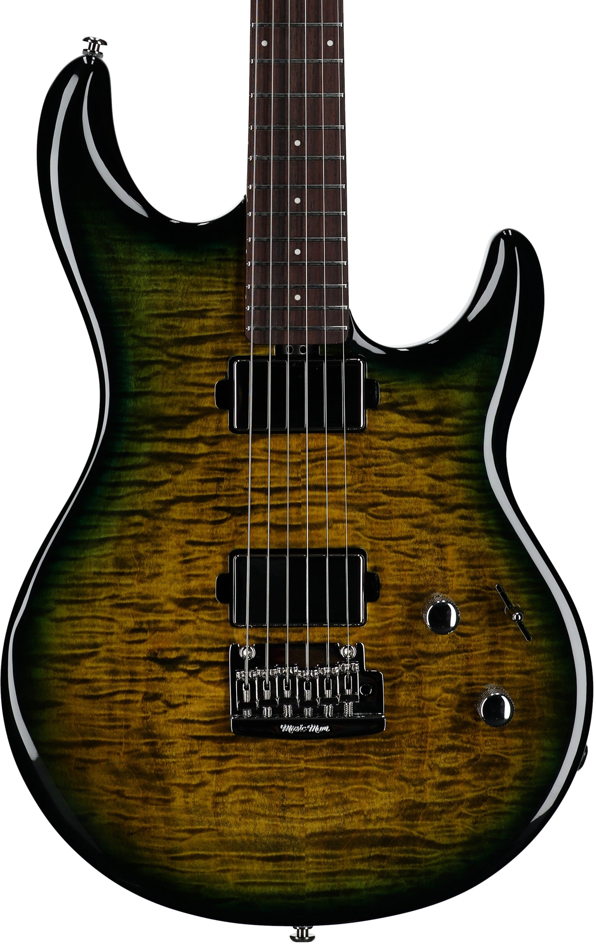 Ernie Ball Music Man Maple Top Luke 4 HH Electric Guitar (with Gig Bag), Gator Burst, Serial Number H05029, Body Straight Front