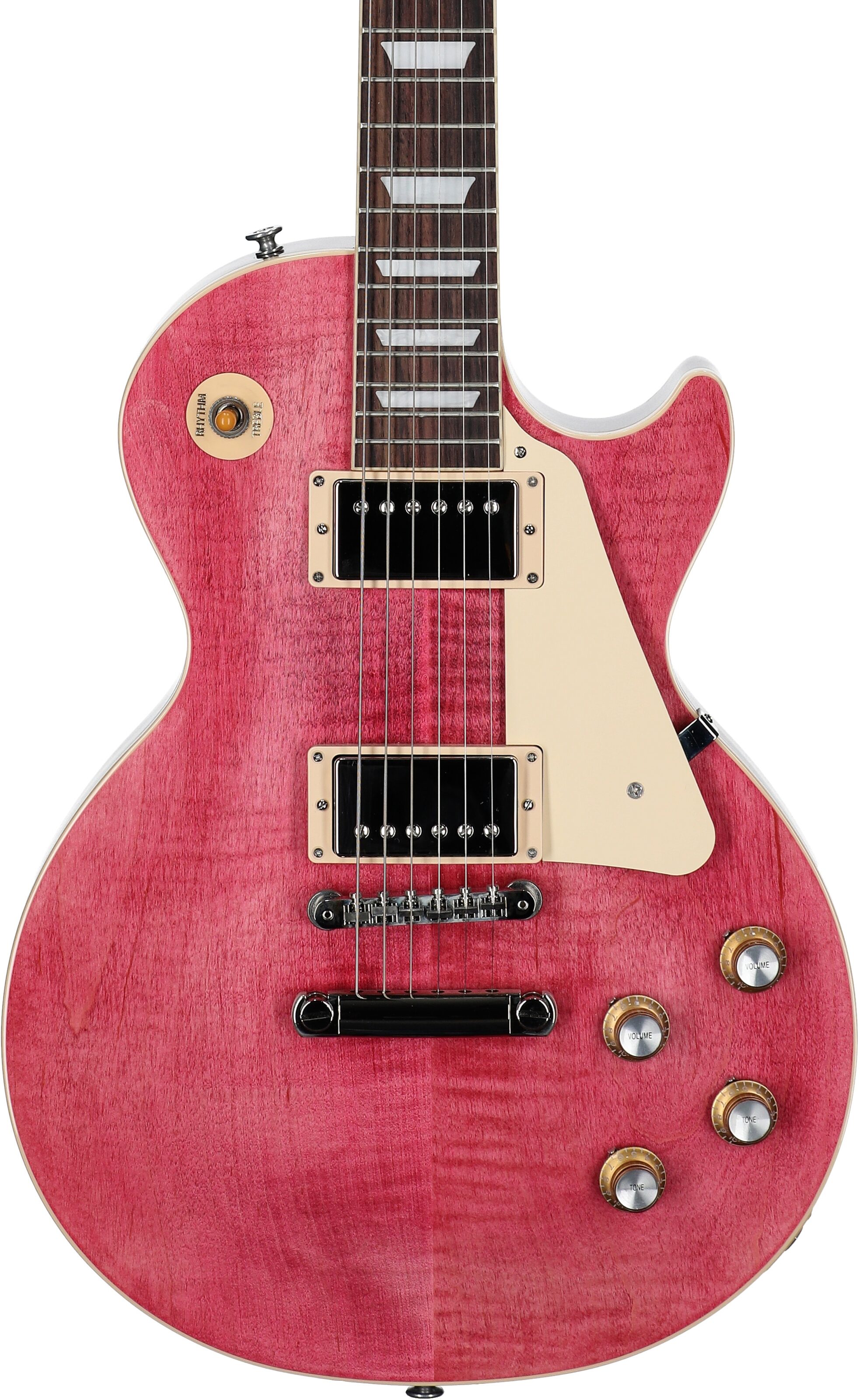 Gibson Les Paul Standard 60s Custom Color Electric Guitar, Figured Top (with Case), Transparent Fuchsia, Serial Number 221930412, Body Straight Front
