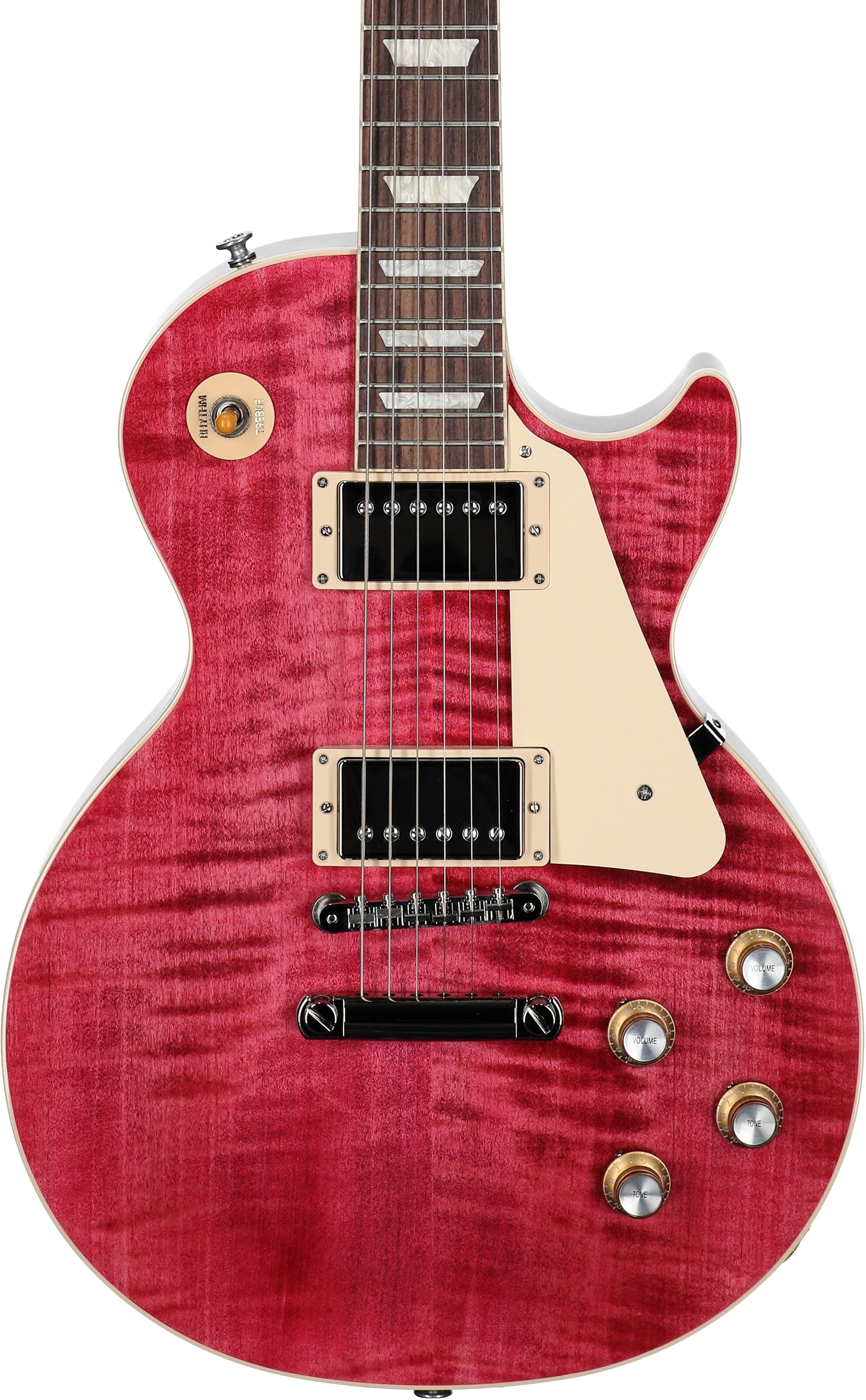 Gibson Les Paul Standard 60s Custom Color Electric Guitar, Figured Top (with Case), Transparent Fuchsia, Serial Number 231140178, Body Straight Front