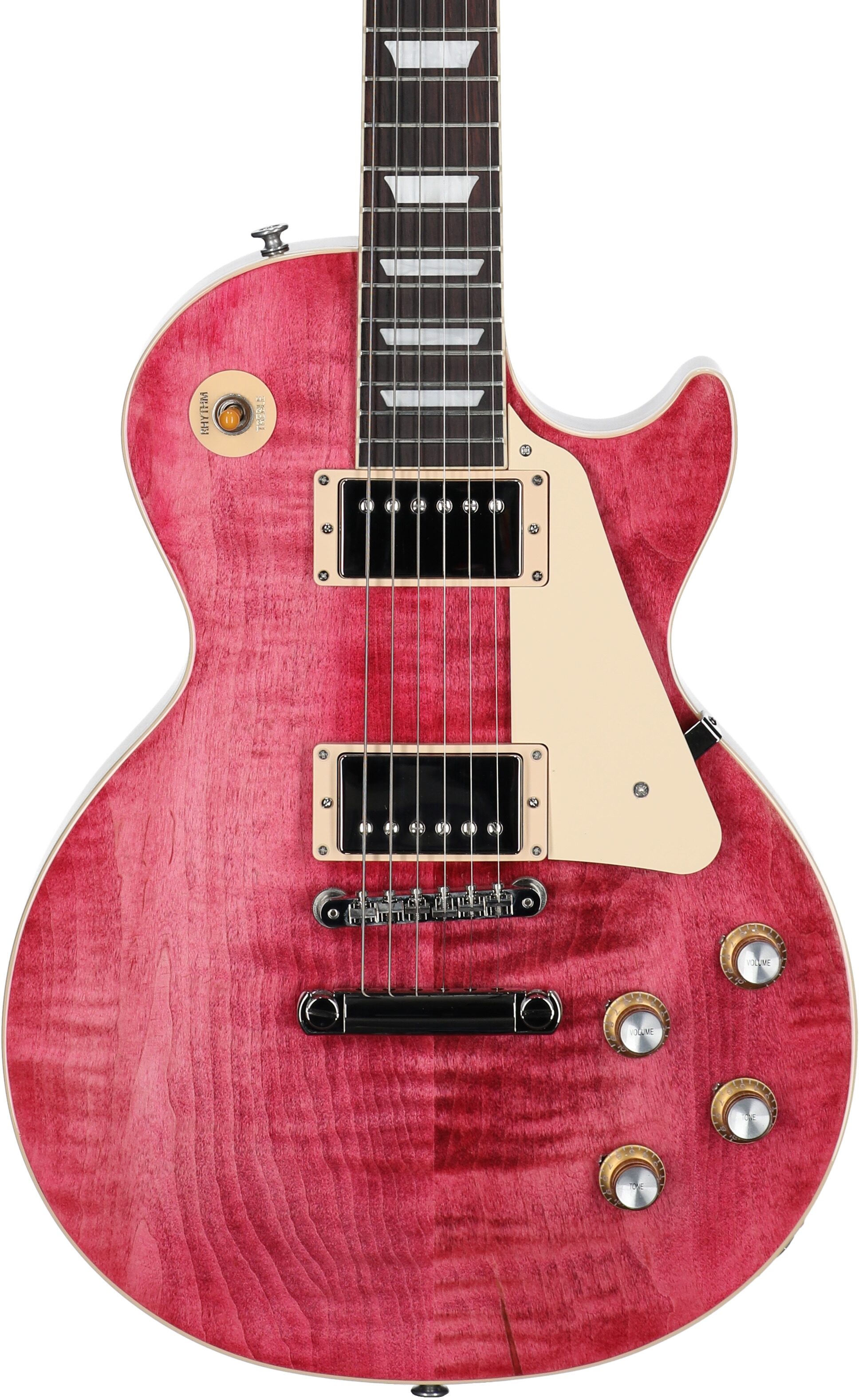 Gibson Les Paul Standard 60s Custom Color Electric Guitar, Figured Top (with Case), Transparent Fuchsia, Serial Number 225530343, Body Straight Front