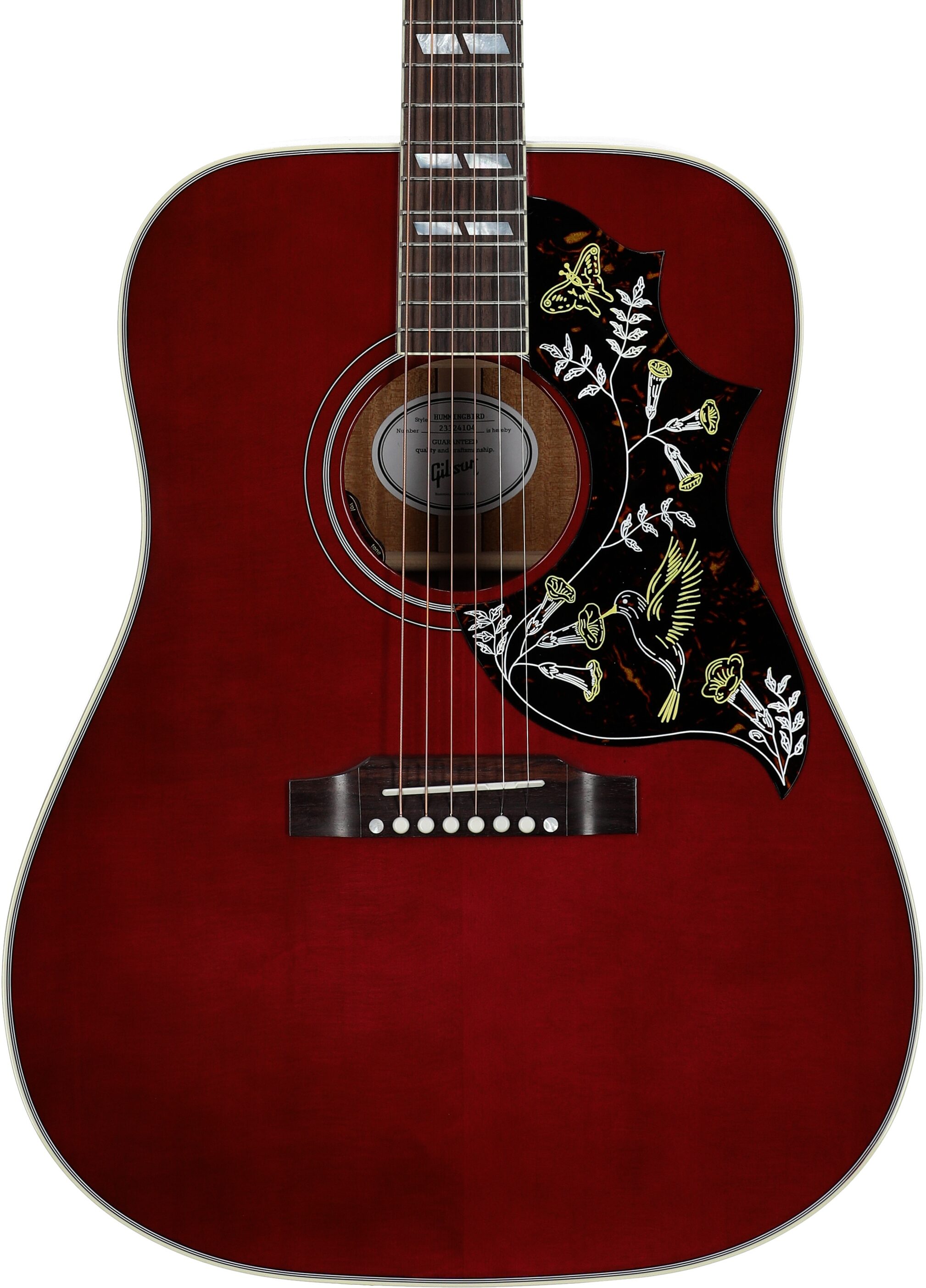 Gibson Limited Edition Hummingbird Standard Acoustic-Electric Guitar (with Case), Wine Red, Serial Number 23324104, Body Straight Front