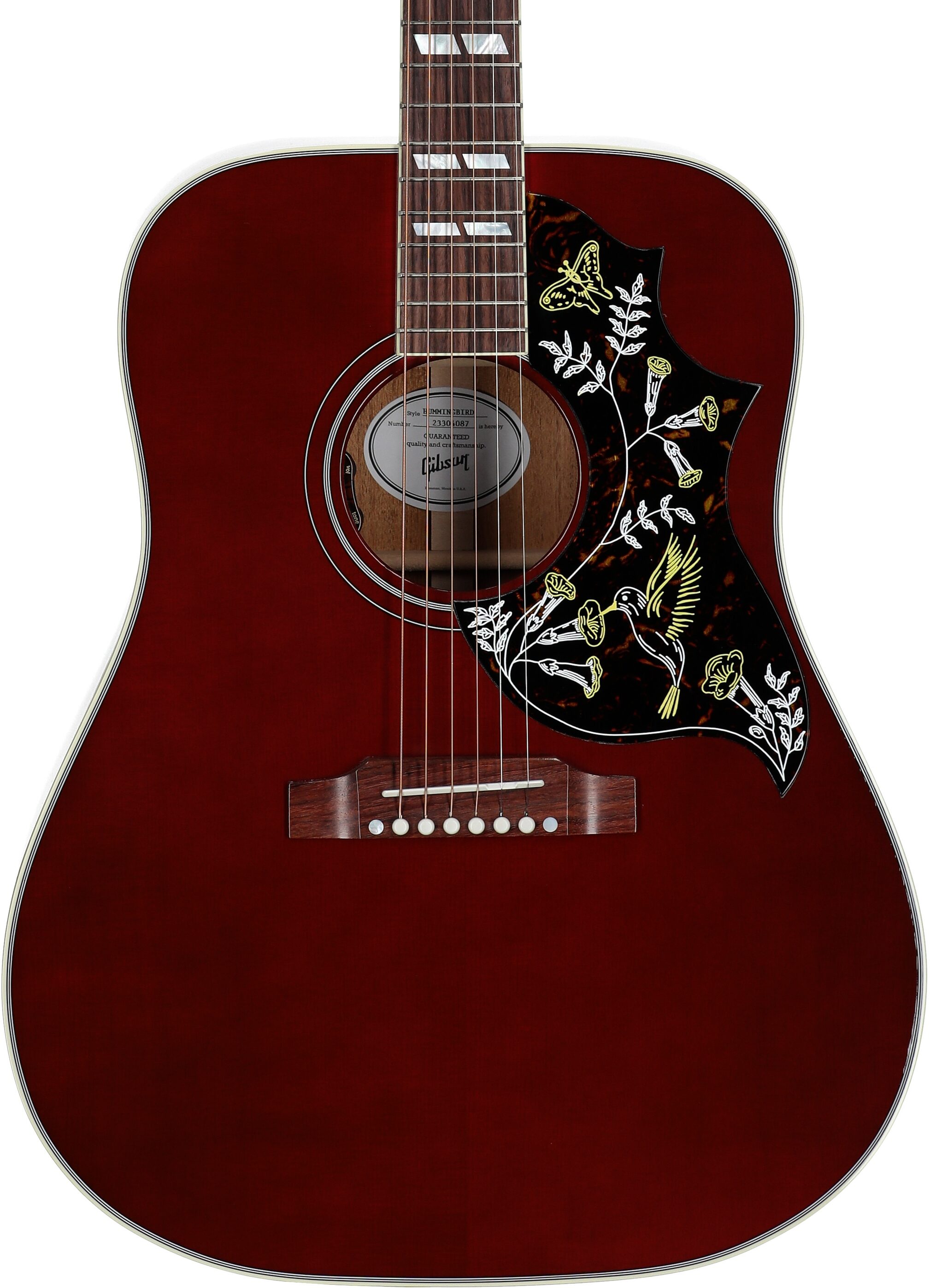 Gibson Limited Edition Hummingbird Standard Acoustic-Electric Guitar (with Case), Wine Red, Serial Number 23304087, Body Straight Front