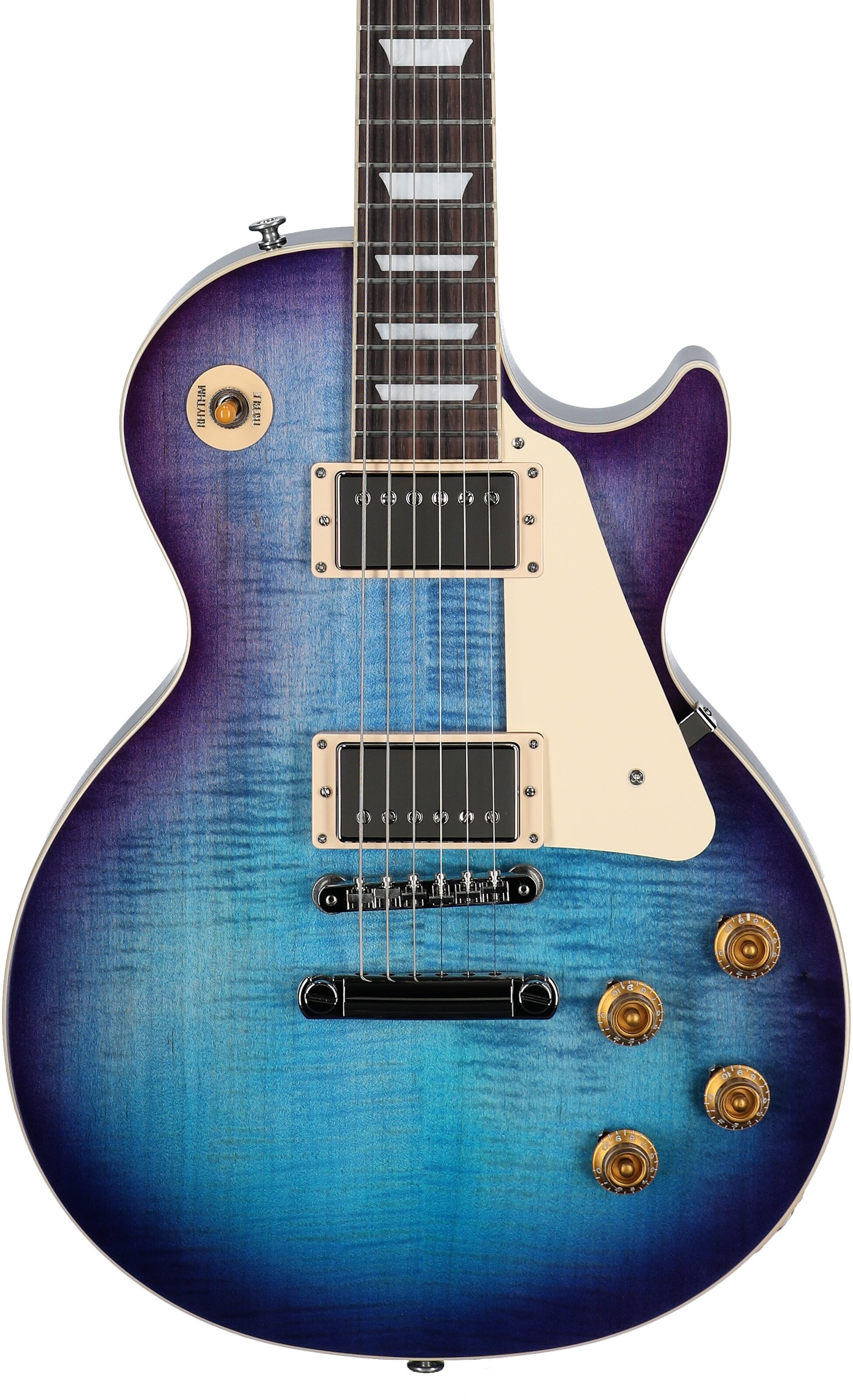 Gibson Les Paul Standard 50s Custom Color Electric Guitar, Figured Top (with Case), Blueberry Burst, Serial Number 224830310, Body Straight Front