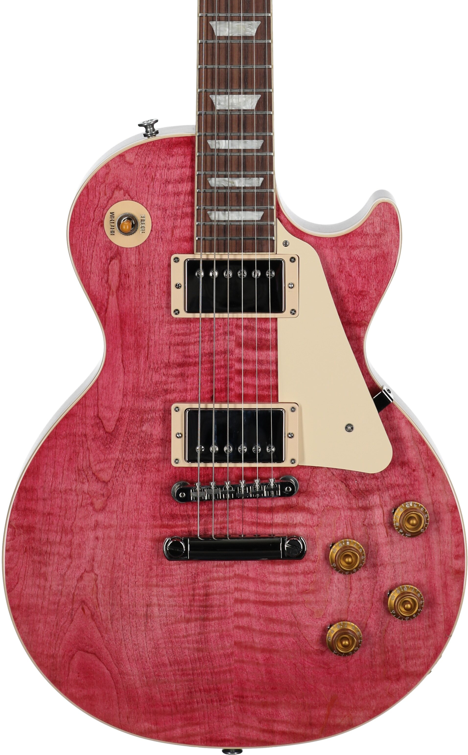 Gibson Les Paul Standard 50s Custom Color Electric Guitar, Figured Top (with Case), Transparent Fuchsia, Serial Number 227630331, Body Straight Front